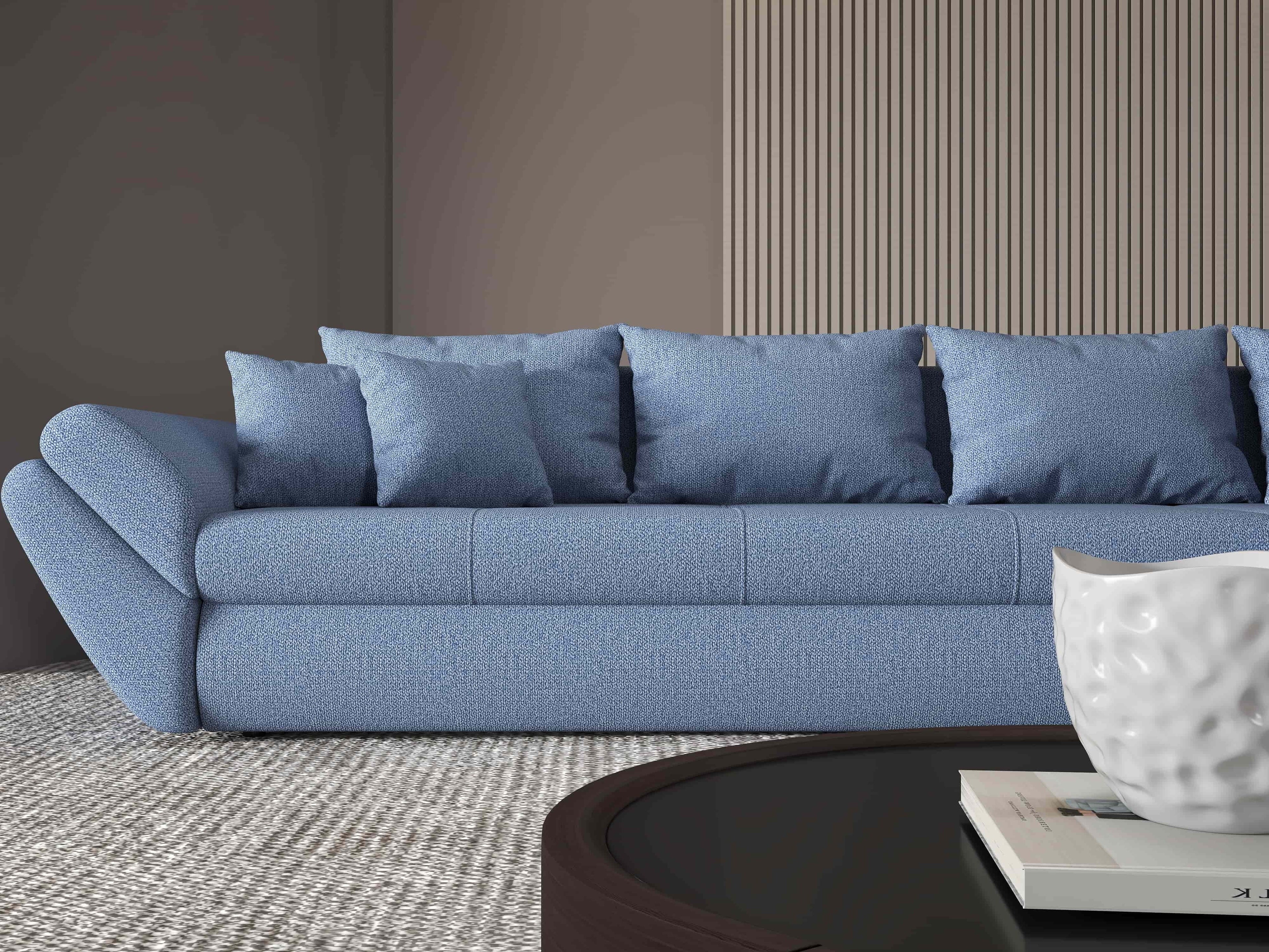 Colțar extensibil dumonde cu ladă de depozitare si sezut confortabil din spuma high-density, Loana XL Enjoy Albastru II 335x185 cm