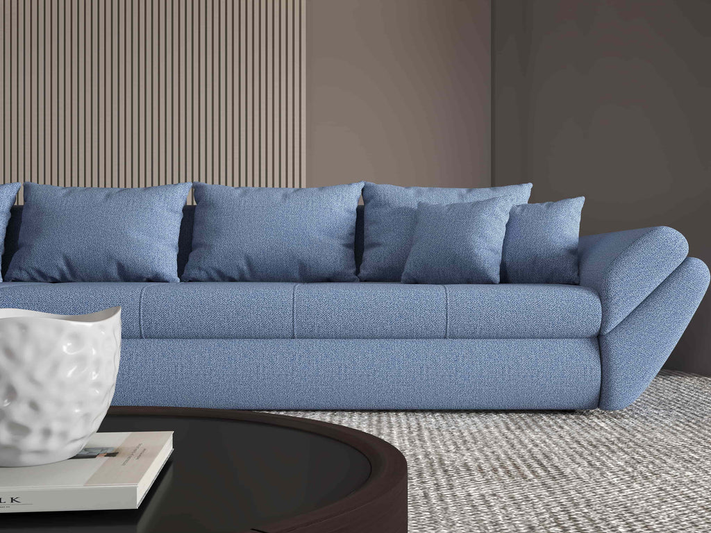 Colțar extensibil dumonde cu ladă de depozitare si sezut confortabil din spuma high-density, Loana XL Enjoy Albastru 335x185 cm