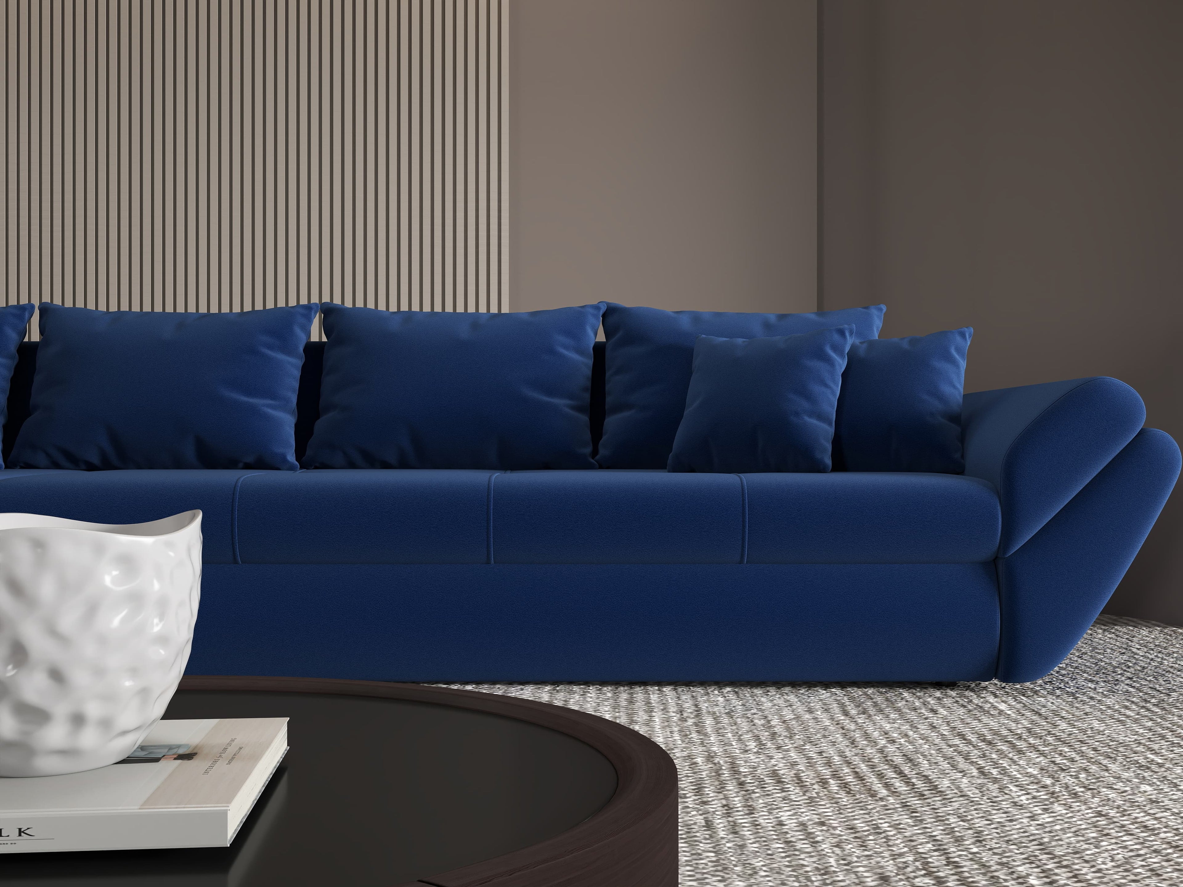 Colțar extensibil dumonde cu ladă de depozitare si sezut confortabil din spuma high-density, Loana XL Royal Albastru 335x185 cm