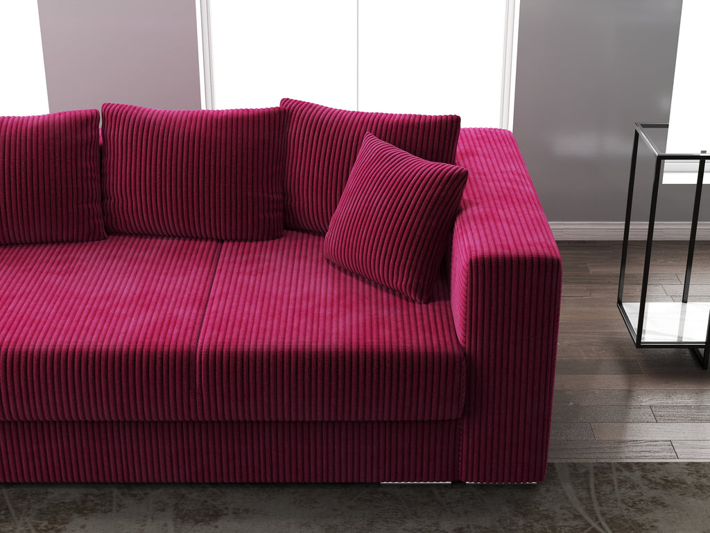 Canapea extensibilă dumonde cu ladă de depozitare si sezut confortabil din spuma high-density, Gloria Zoom Red 240x100 cm