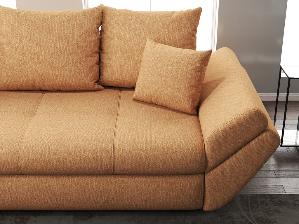Canapea extensibilă dumonde cu ladă de depozitare si sezut confortabil din spuma high-density, Loana Enjoy Mango 250x100 cm
