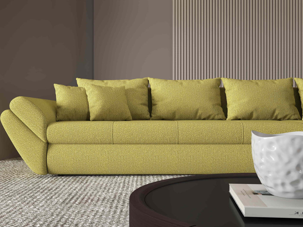 Colțar extensibil dumonde cu ladă de depozitare si sezut confortabil din spuma high-density, Loana XL Enjoy Verde II 335x185 cm