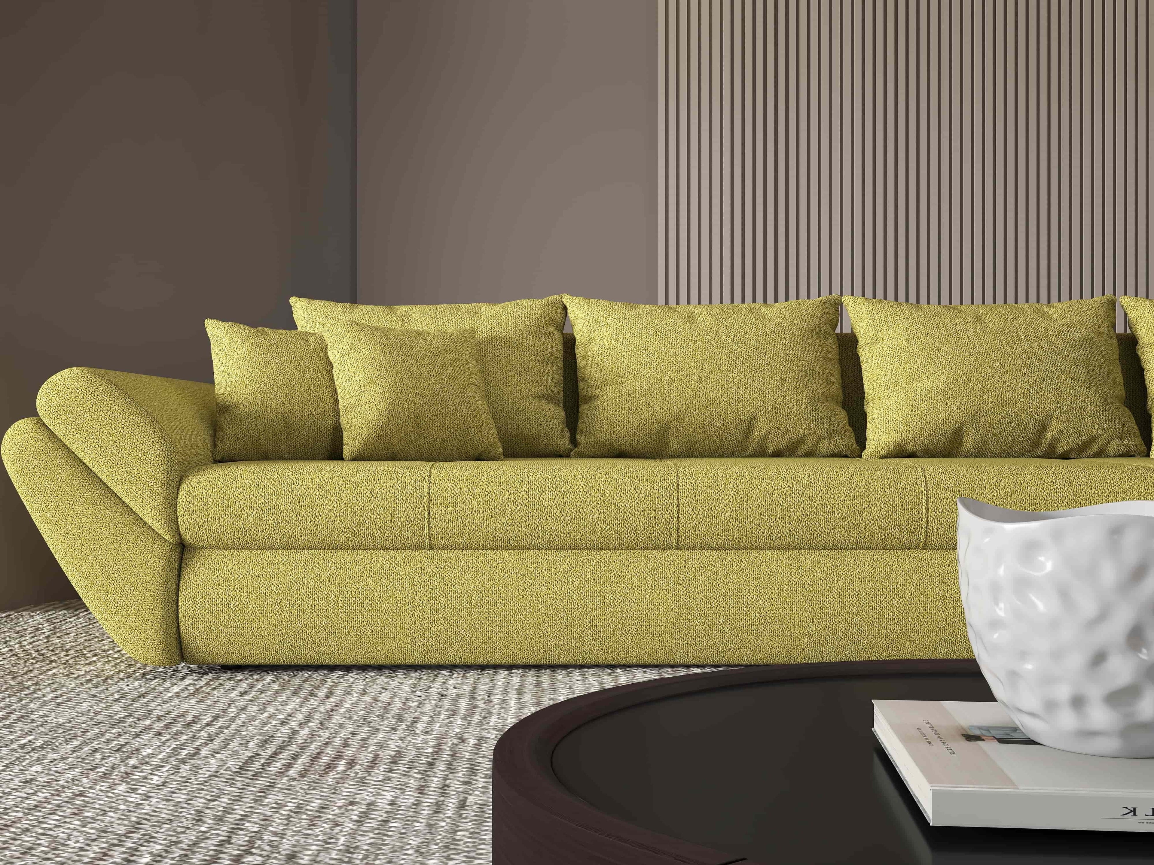 Colțar extensibil dumonde cu ladă de depozitare si sezut confortabil din spuma high-density, Loana XL Enjoy Verde II 335x185 cm