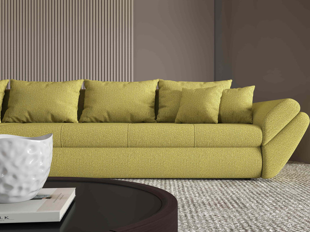 Colțar extensibil dumonde cu ladă de depozitare si sezut confortabil din spuma high-density, Loana XL Enjoy Verde 335x185 cm