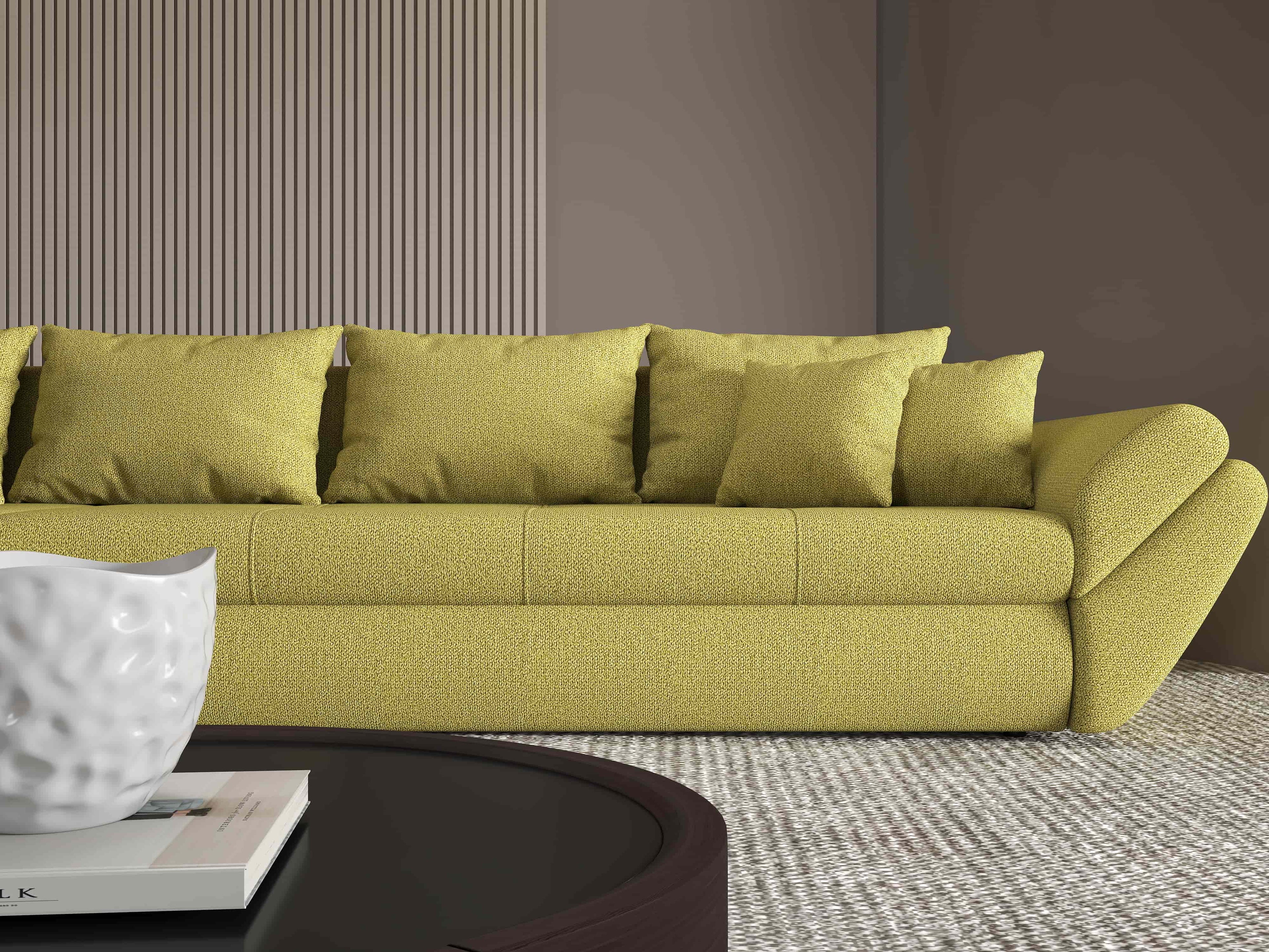 Colțar extensibil dumonde cu ladă de depozitare si sezut confortabil din spuma high-density, Loana XL Enjoy Verde 335x185 cm