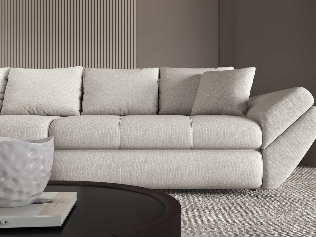 Canapea extensibilă dumonde cu ladă de depozitare si sezut confortabil din spuma high-density, Loana Enjoy Bej 300x100 cm