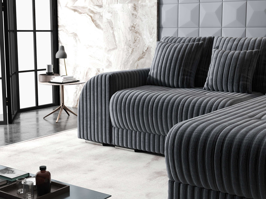 Colțar extensibil dumonde cu ladă de depozitare si sezut confortabil din spuma high-density, Verona Ambience Gri II 290x185 cm