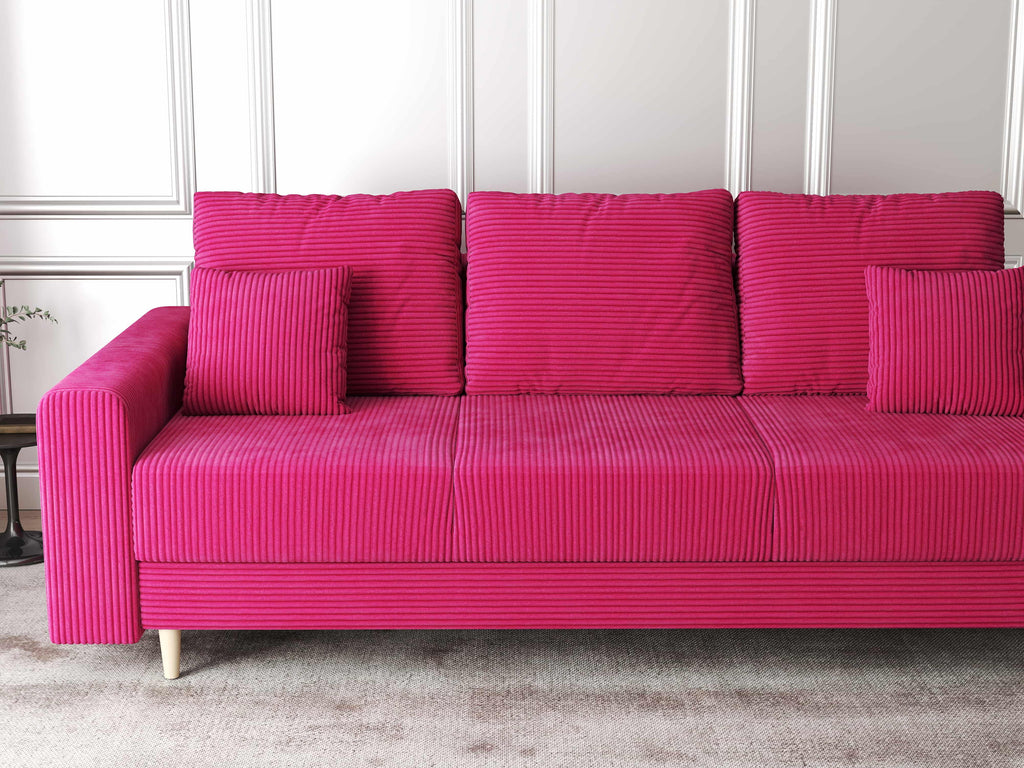 Canapea extensibilă dumonde cu ladă de depozitare si sezut confortabil din spuma high-density, Kronos Zoom Rosu 210x100 cm