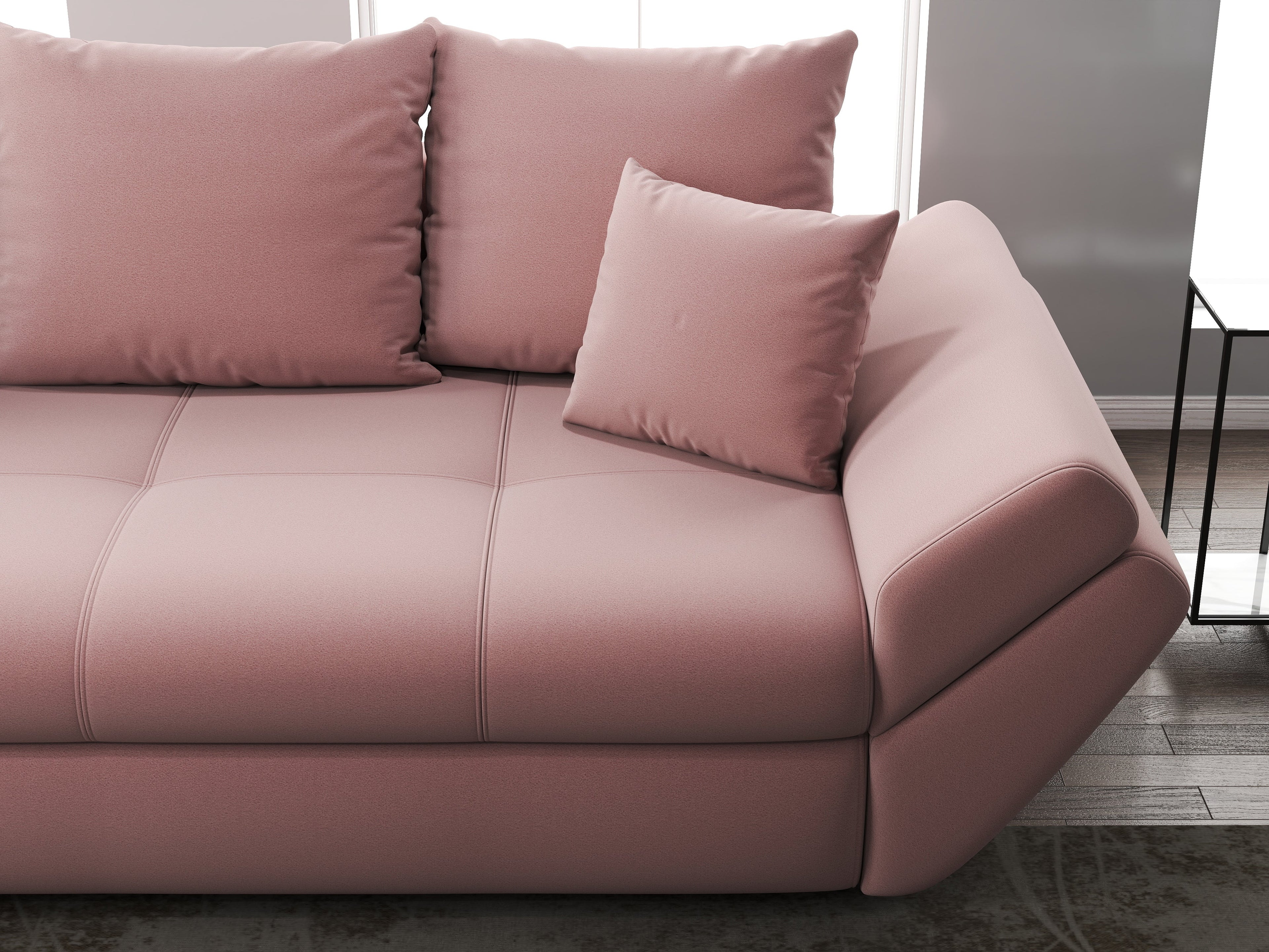 Canapea extensibilă dumonde cu ladă de depozitare si sezut confortabil din spuma high-density, Loana Royal Pink 250x100 cm