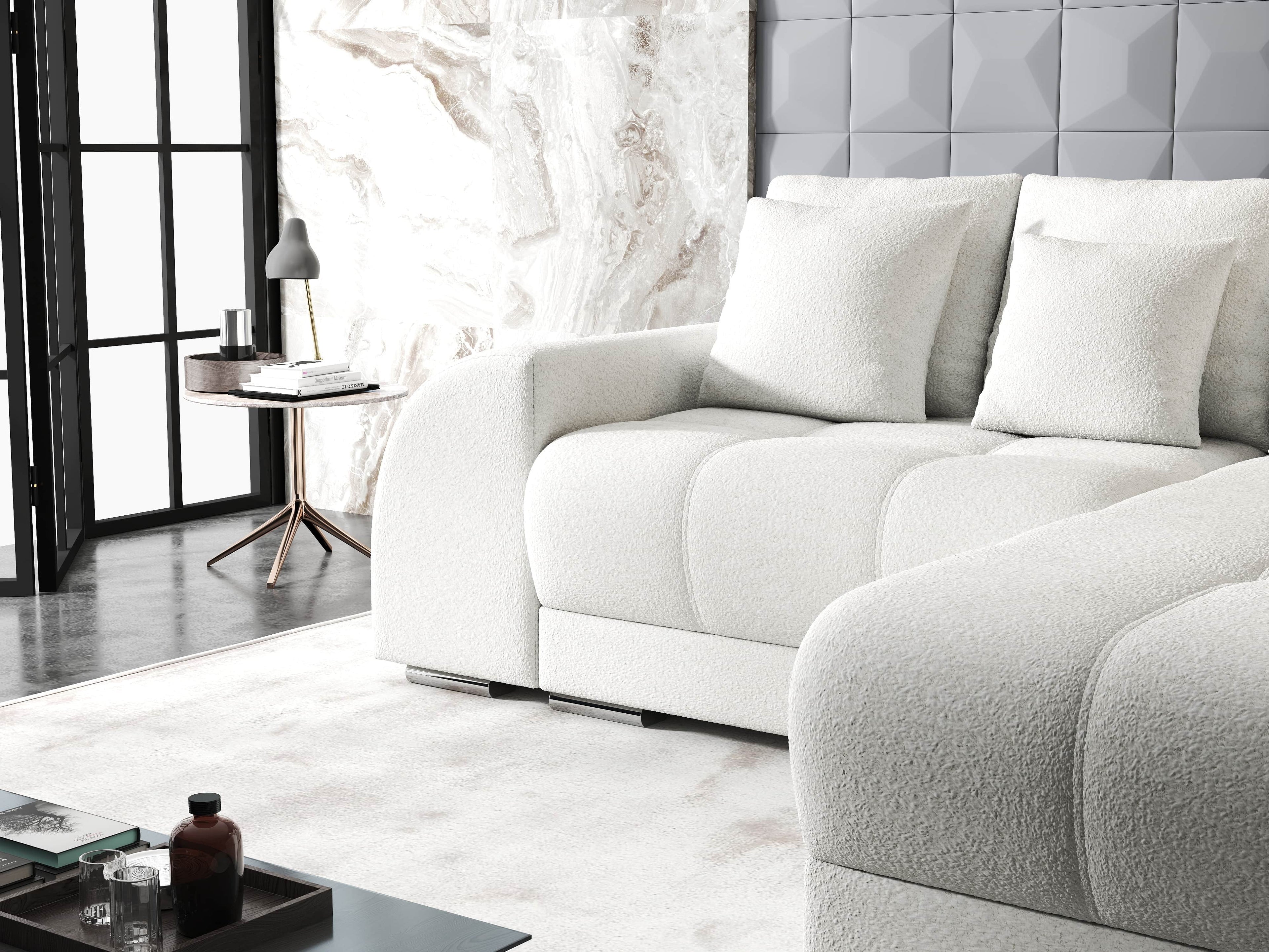 Colțar extensibil dumonde cu ladă de depozitare si sezut confortabil din spuma high-density, Verona Euphoria Ivory II 290x185 cm