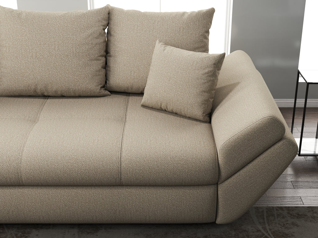 Canapea extensibilă dumonde cu ladă de depozitare si sezut confortabil din spuma high-density, Loana Enjoy Camel 250x100 cm