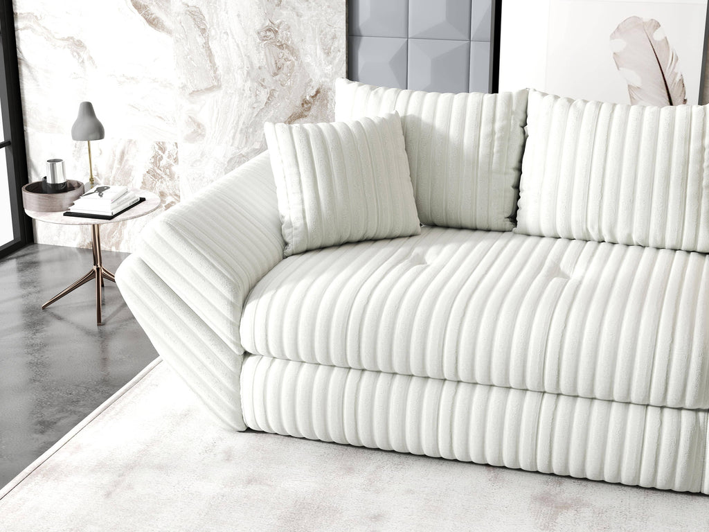 Canapea extensibilă dumonde cu ladă de depozitare si sezut confortabil din spuma high-density, Loana Ambience Ivory 300x100 cm