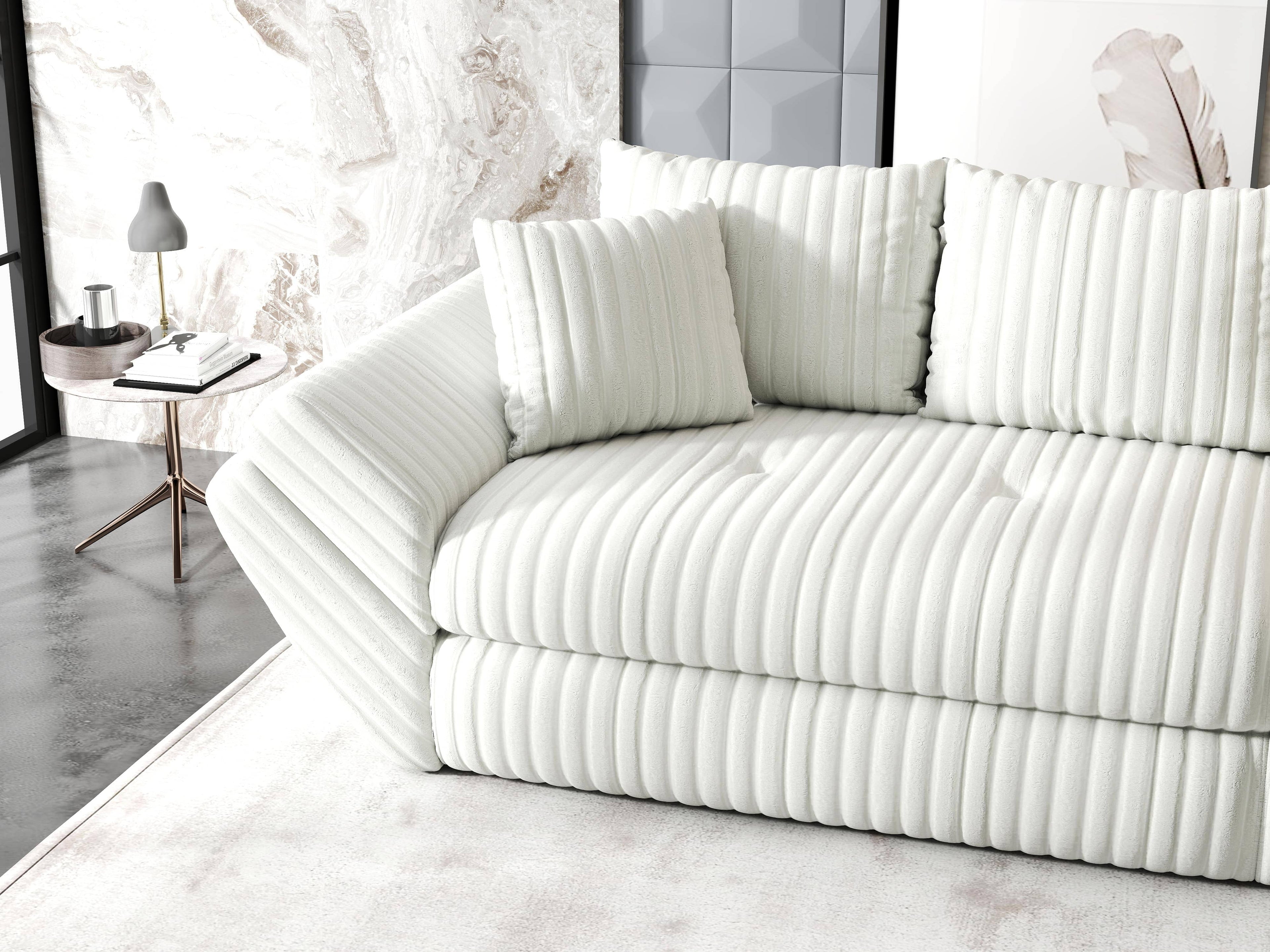 Canapea extensibilă dumonde cu ladă de depozitare si sezut confortabil din spuma high-density, Loana Ambience Ivory 300x100 cm