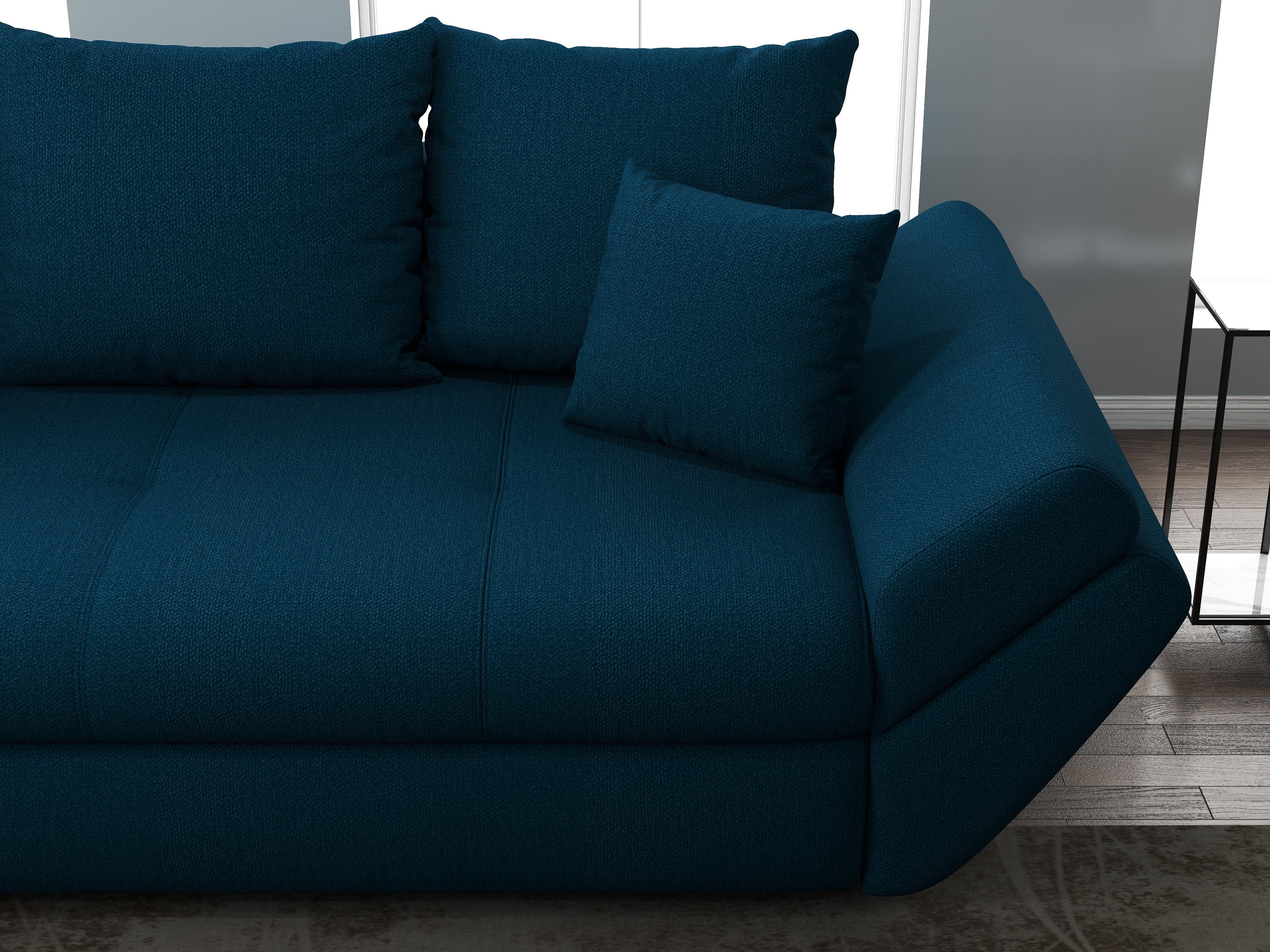 Canapea extensibilă dumonde cu ladă de depozitare si sezut confortabil din spuma high-density, Loana Enjoy Petrol 250x100 cm