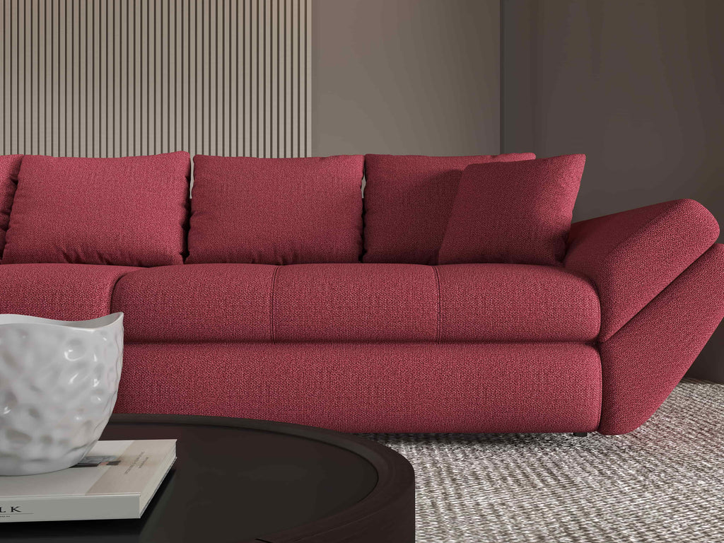 Canapea extensibilă dumonde cu ladă de depozitare si sezut confortabil din spuma high-density, Loana Enjoy Rosu 300x100 cm