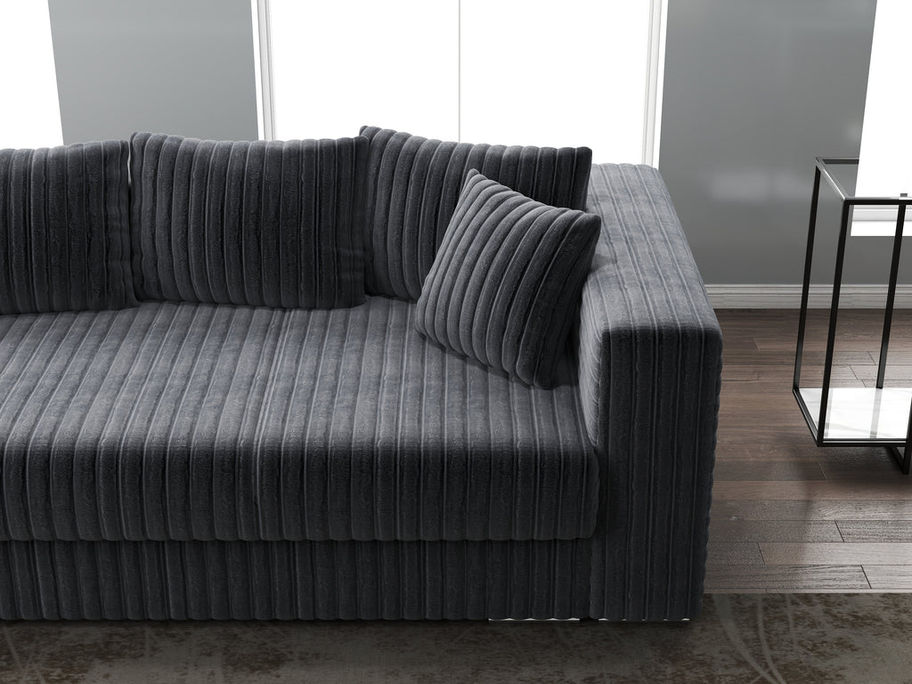 Canapea extensibilă dumonde cu ladă de depozitare si sezut confortabil din spuma high-density, Gloria Ambience Grey 240x100 cm