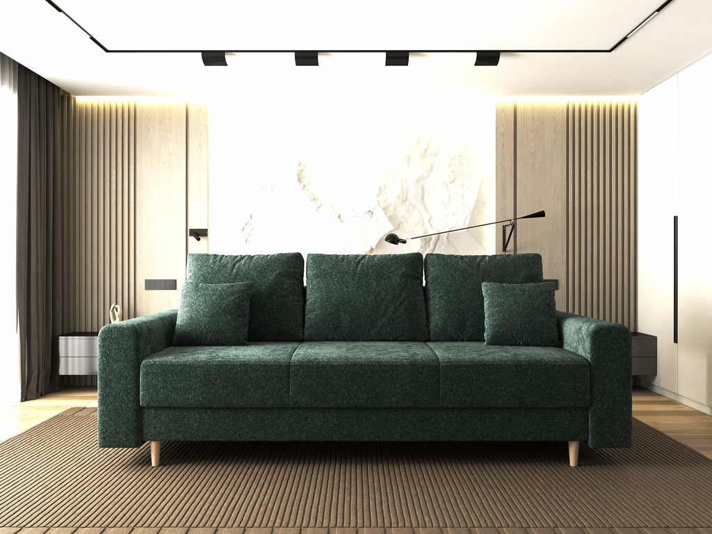 Canapea extensibilă dumonde cu ladă de depozitare si sezut confortabil din spuma high-density, Kronos Euphoria Verde 210x100 cm