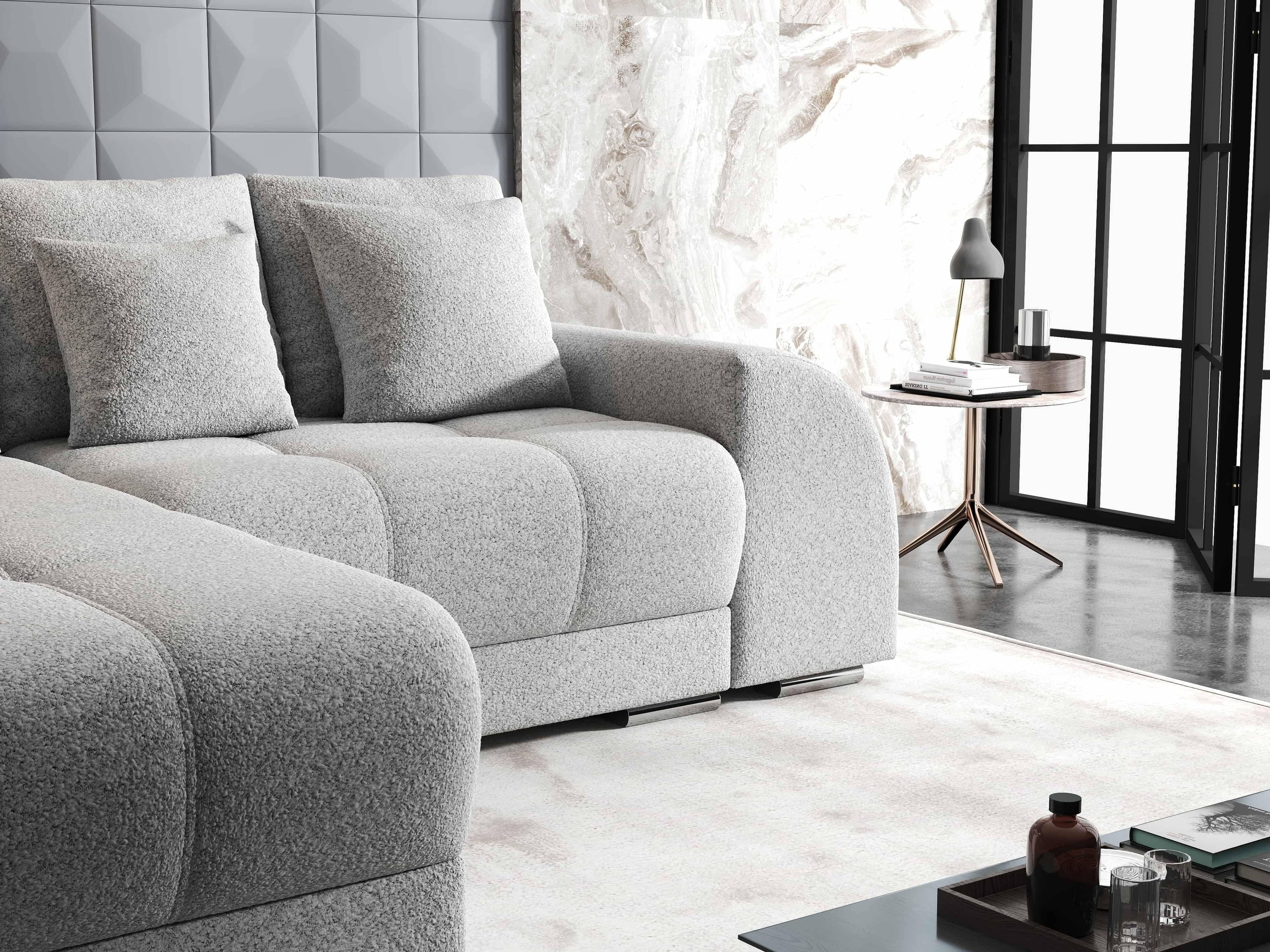 Colțar extensibil dumonde cu ladă de depozitare si sezut confortabil din spuma high-density, Verona Euphoria Dove 290x185 cm