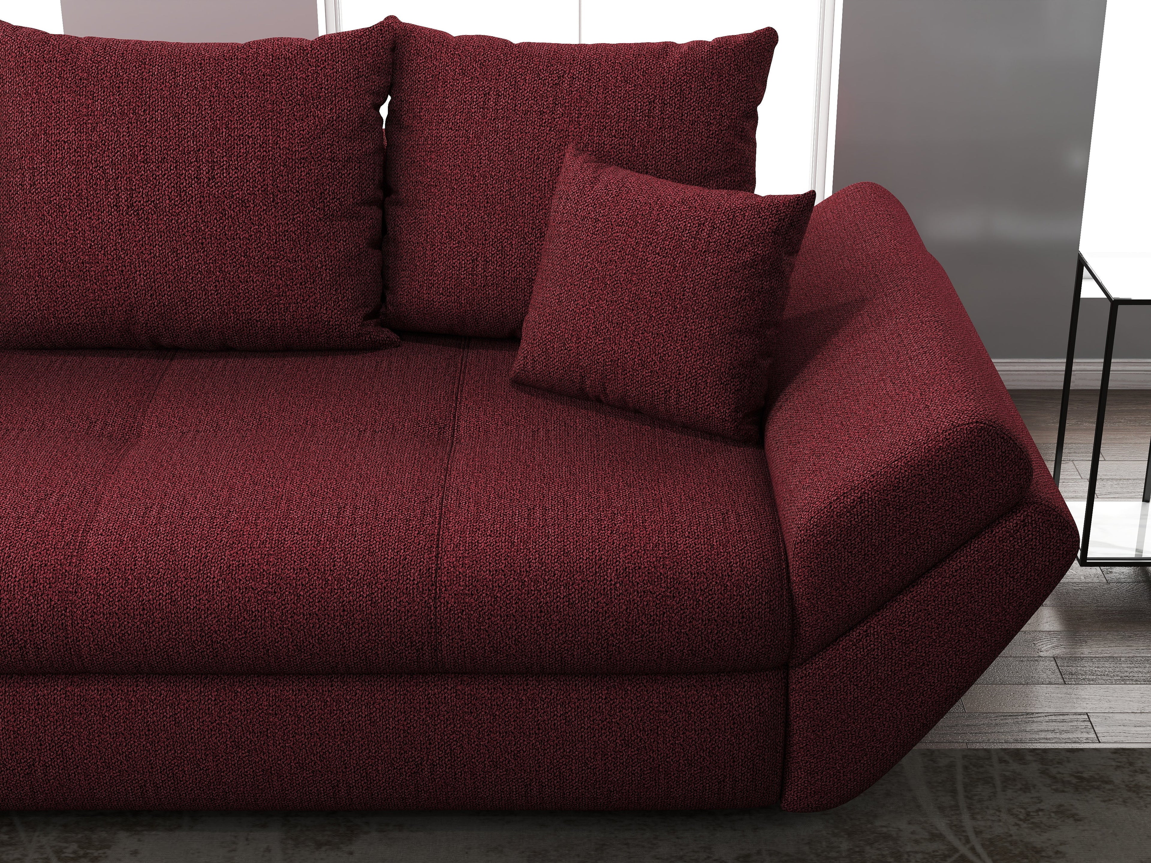 Canapea extensibilă dumonde cu ladă de depozitare si sezut confortabil din spuma high-density, Loana Enjoy Red 250x100 cm