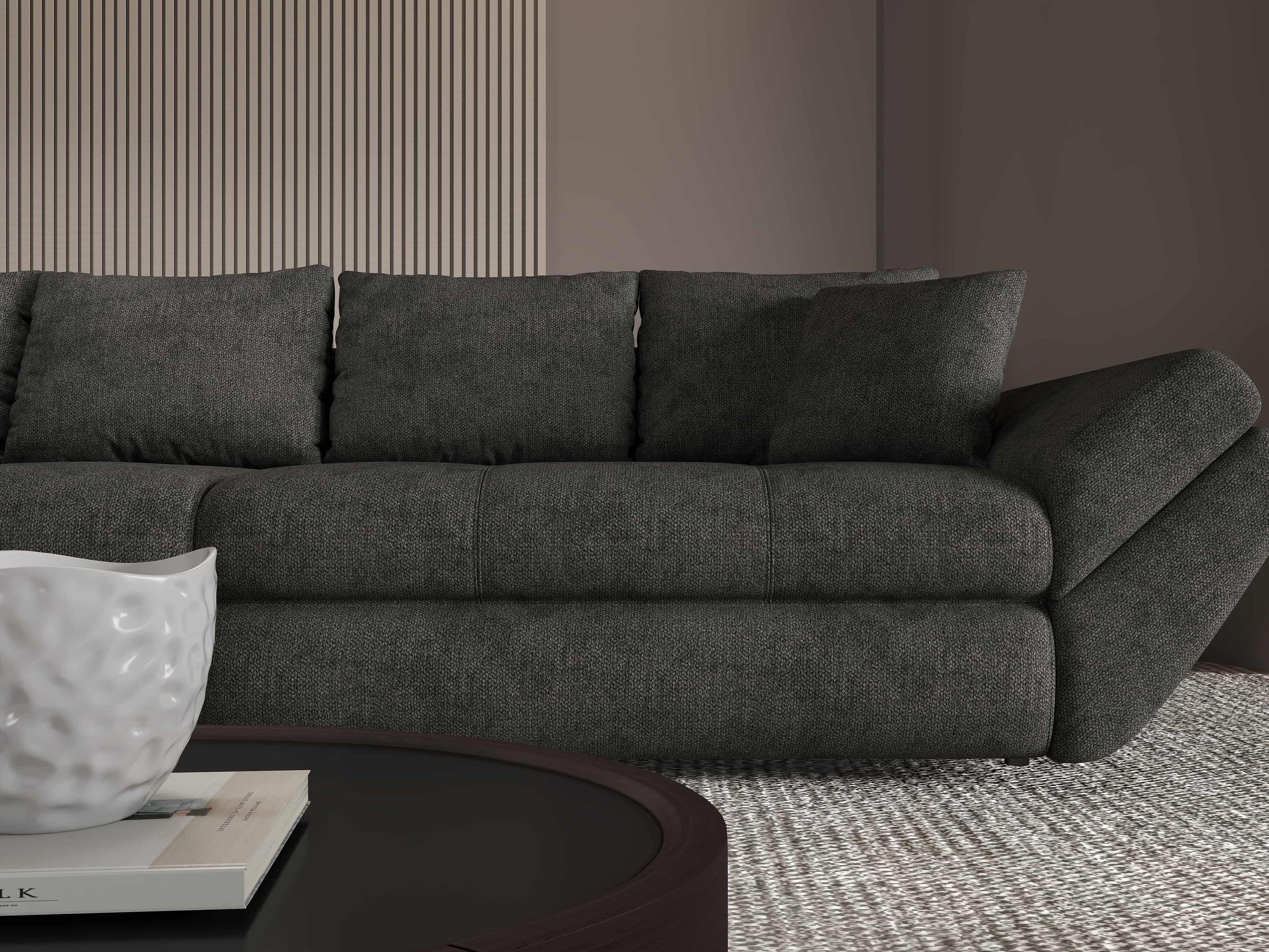 Canapea extensibilă dumonde cu ladă de depozitare si sezut confortabil din spuma high-density, Loana Enjoy Negru 300x100 cm
