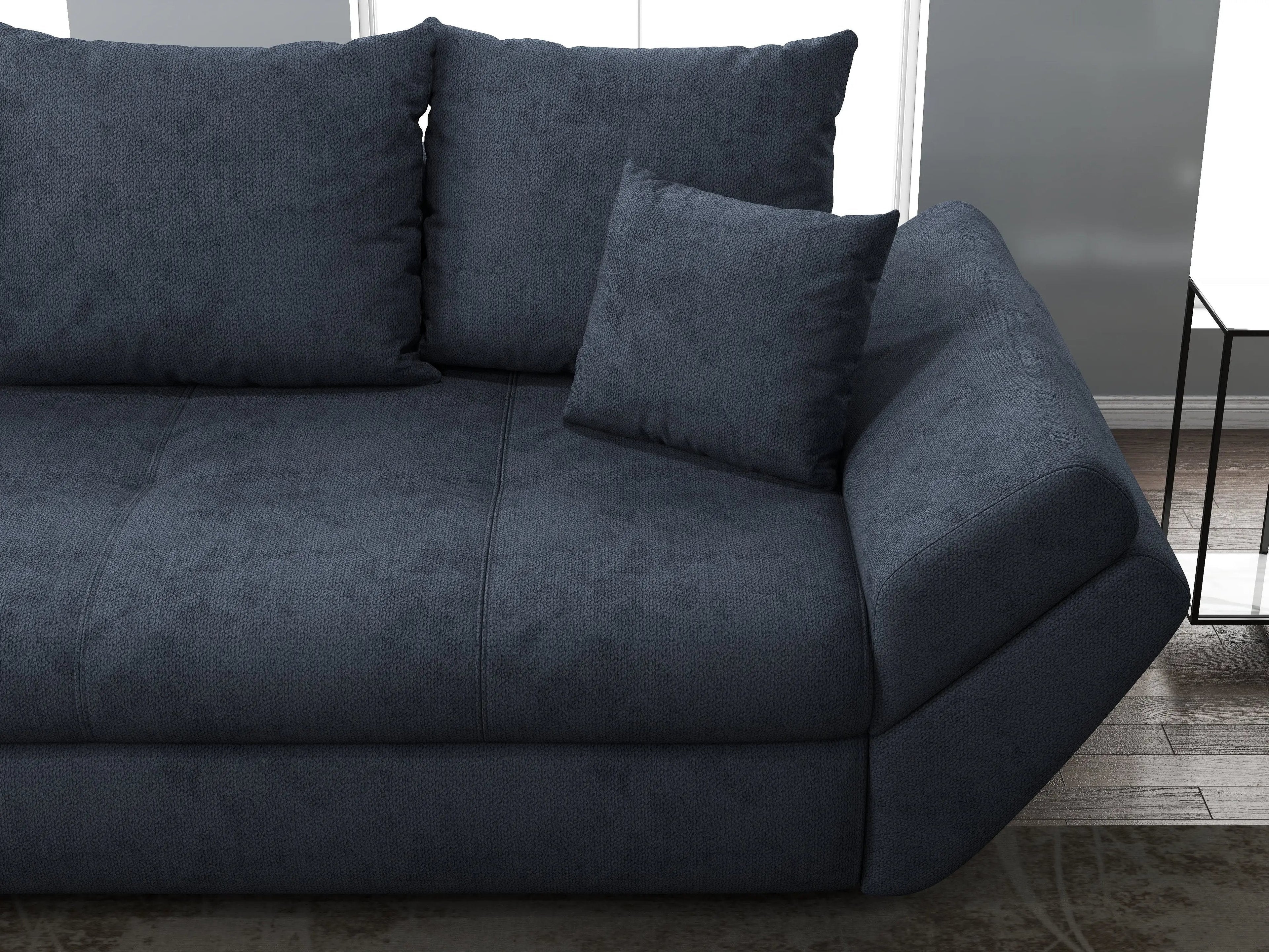 Canapea extensibilă dumonde cu ladă de depozitare si sezut confortabil din spuma high-density, Loana Enjoy Antracit 250x100 cm