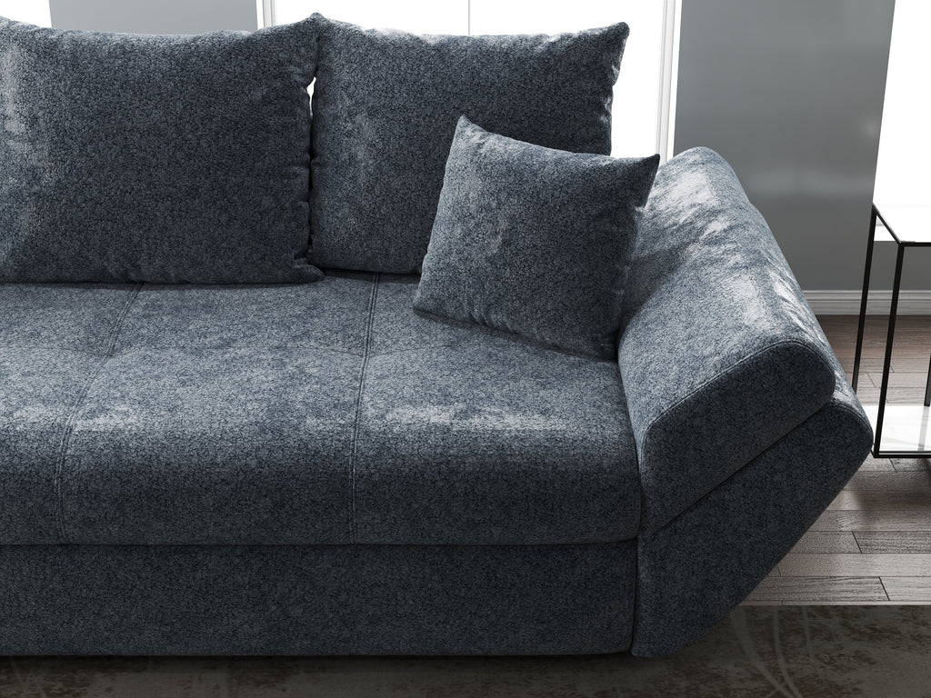 Canapea extensibilă dumonde cu ladă de depozitare si sezut confortabil din spuma high-density, Loana Euphoria Grafit 250x100 cm