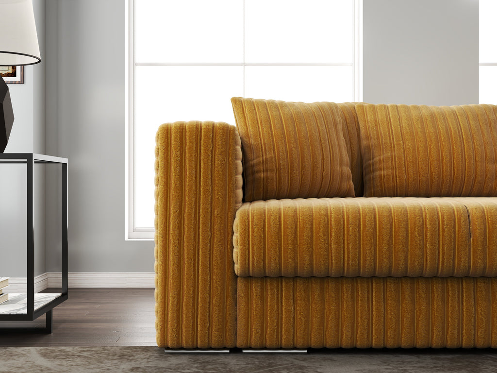 Canapea extensibilă dumonde cu ladă de depozitare si sezut confortabil din spuma high-density, Gloria Ambience Mustar 240x100 cm