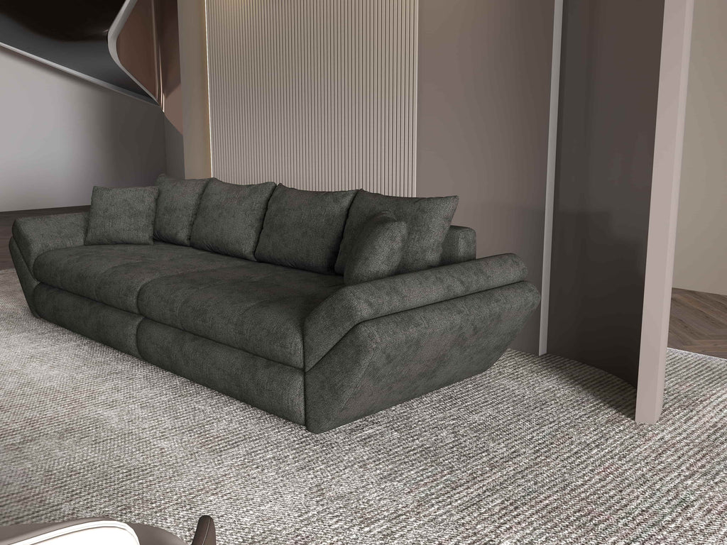 Canapea extensibilă dumonde cu ladă de depozitare si sezut confortabil din spuma high-density, Loana Enjoy Negru 300x100 cm
