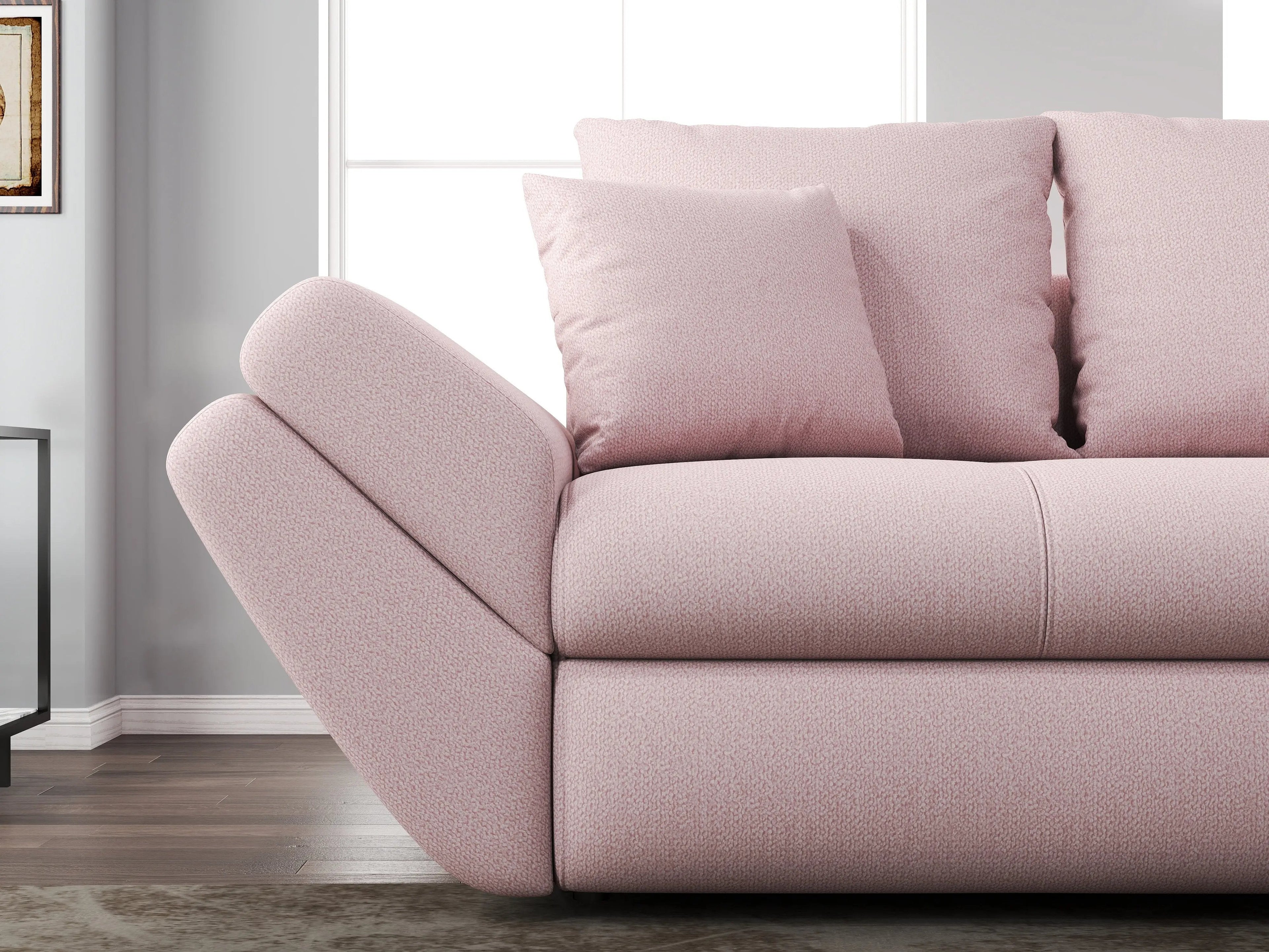 Canapea extensibilă dumonde cu ladă de depozitare si sezut confortabil din spuma high-density, Loana Enjoy Flamingo 250x100 cm