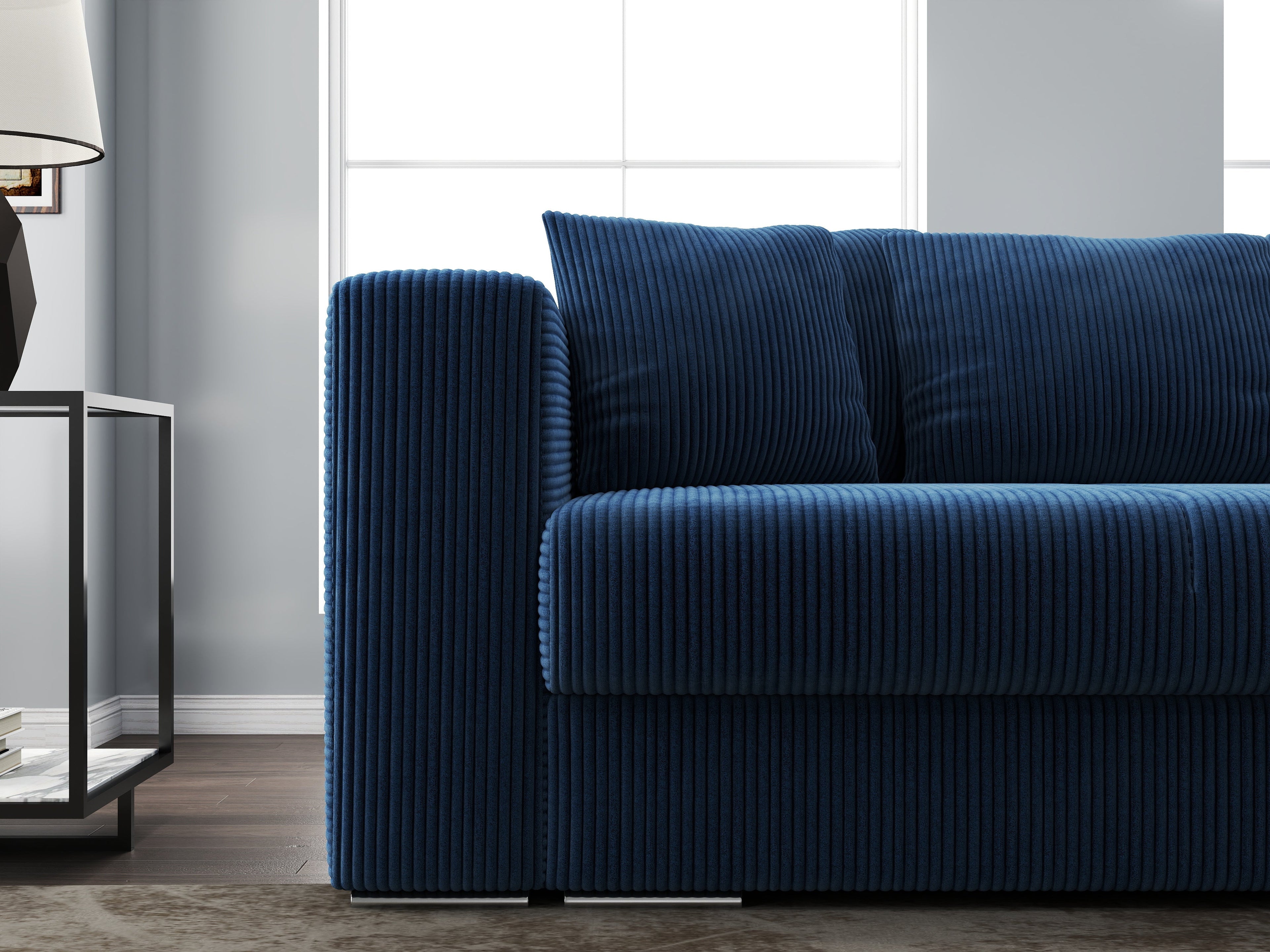 Canapea extensibilă dumonde cu ladă de depozitare si sezut confortabil din spuma high-density, Gloria Zoom Blue 240x100 cm