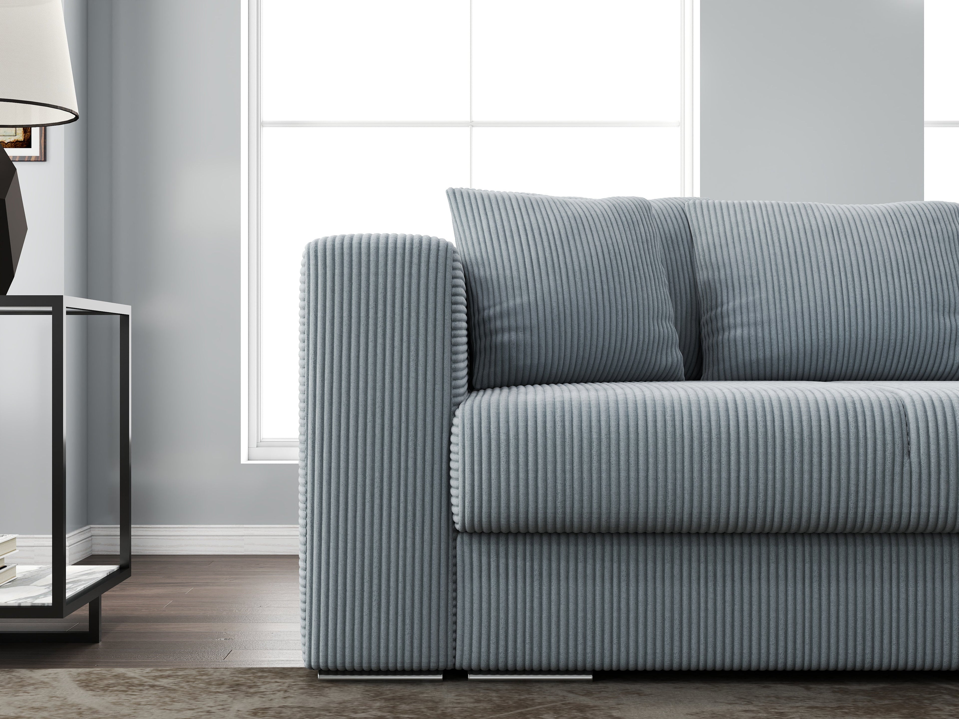 Canapea extensibilă dumonde cu ladă de depozitare si sezut confortabil din spuma high-density, Gloria Zoom Grey 240x100 cm