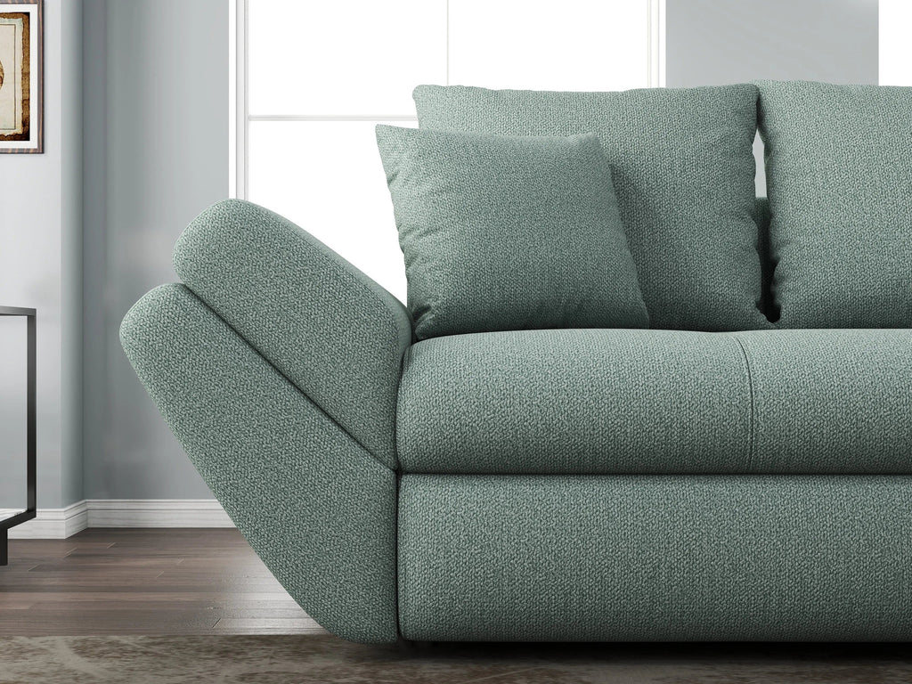 Canapea extensibilă dumonde cu ladă de depozitare si sezut confortabil din spuma high-density, Loana Enjoy Mint 250x100 cm