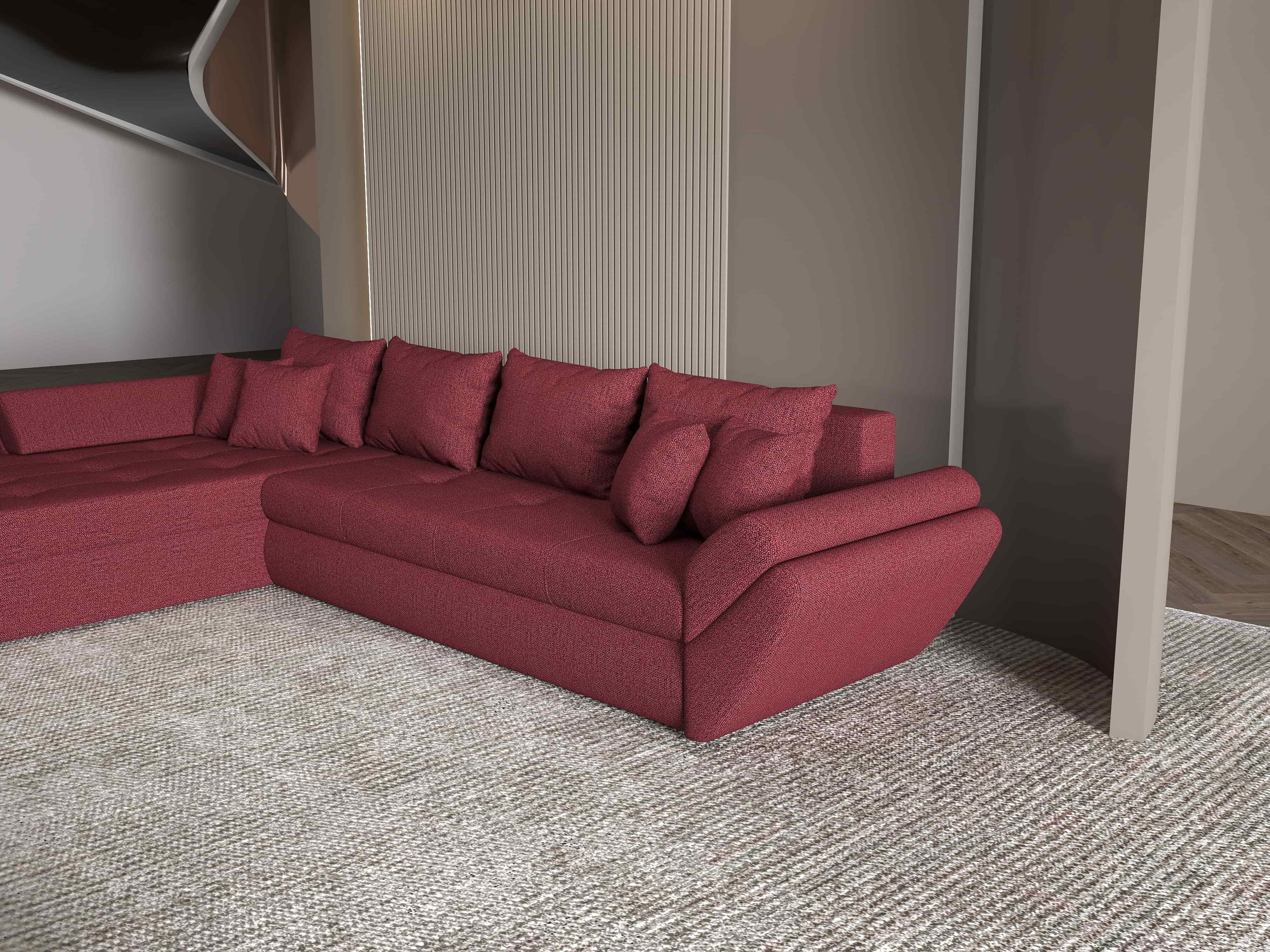Colțar extensibil dumonde cu ladă de depozitare si sezut confortabil din spuma high-density, Loana XL Enjoy Winery 335x185 cm