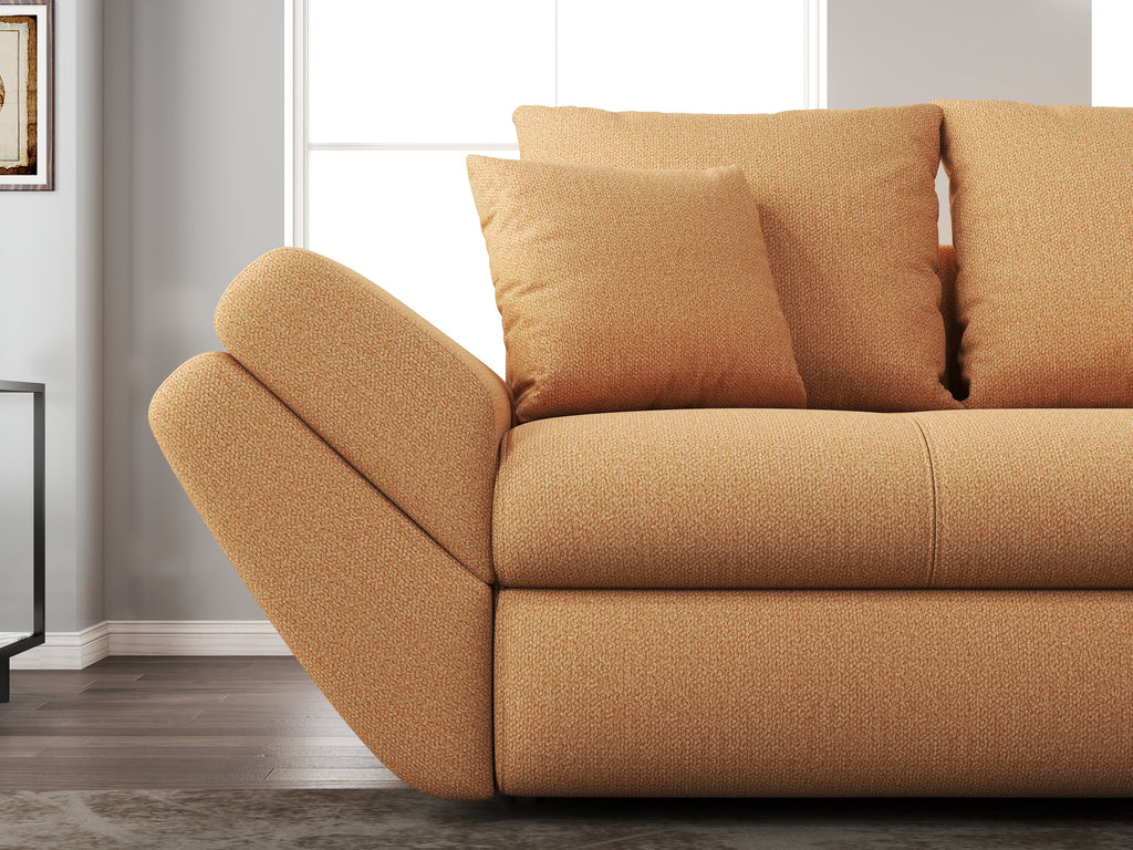 Canapea extensibilă dumonde cu ladă de depozitare si sezut confortabil din spuma high-density, Loana Enjoy Mango 250x100 cm