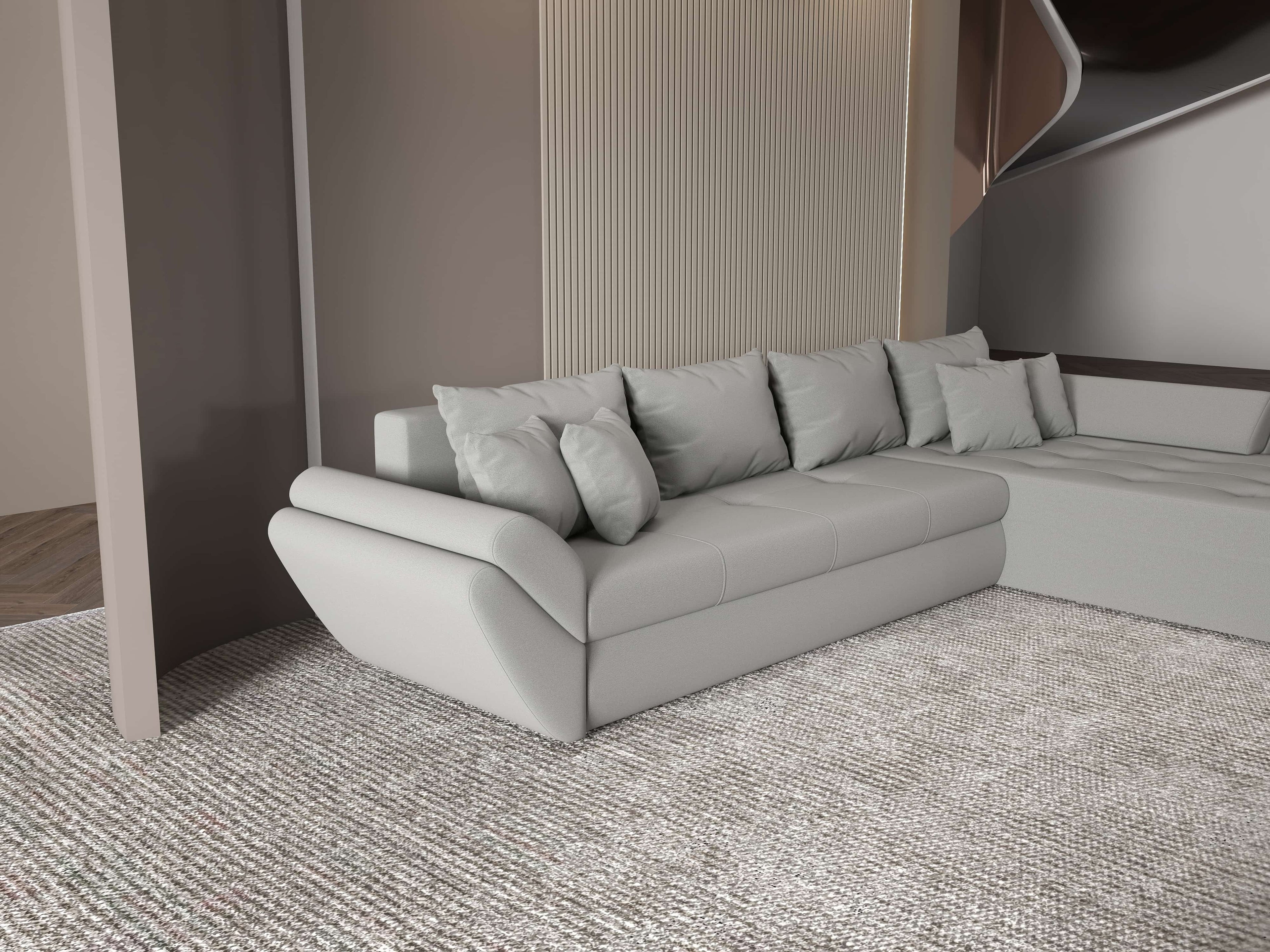Colțar extensibil dumonde cu ladă de depozitare si sezut confortabil din spuma high-density, Loana XL Royal Antracit II 335x185 cm