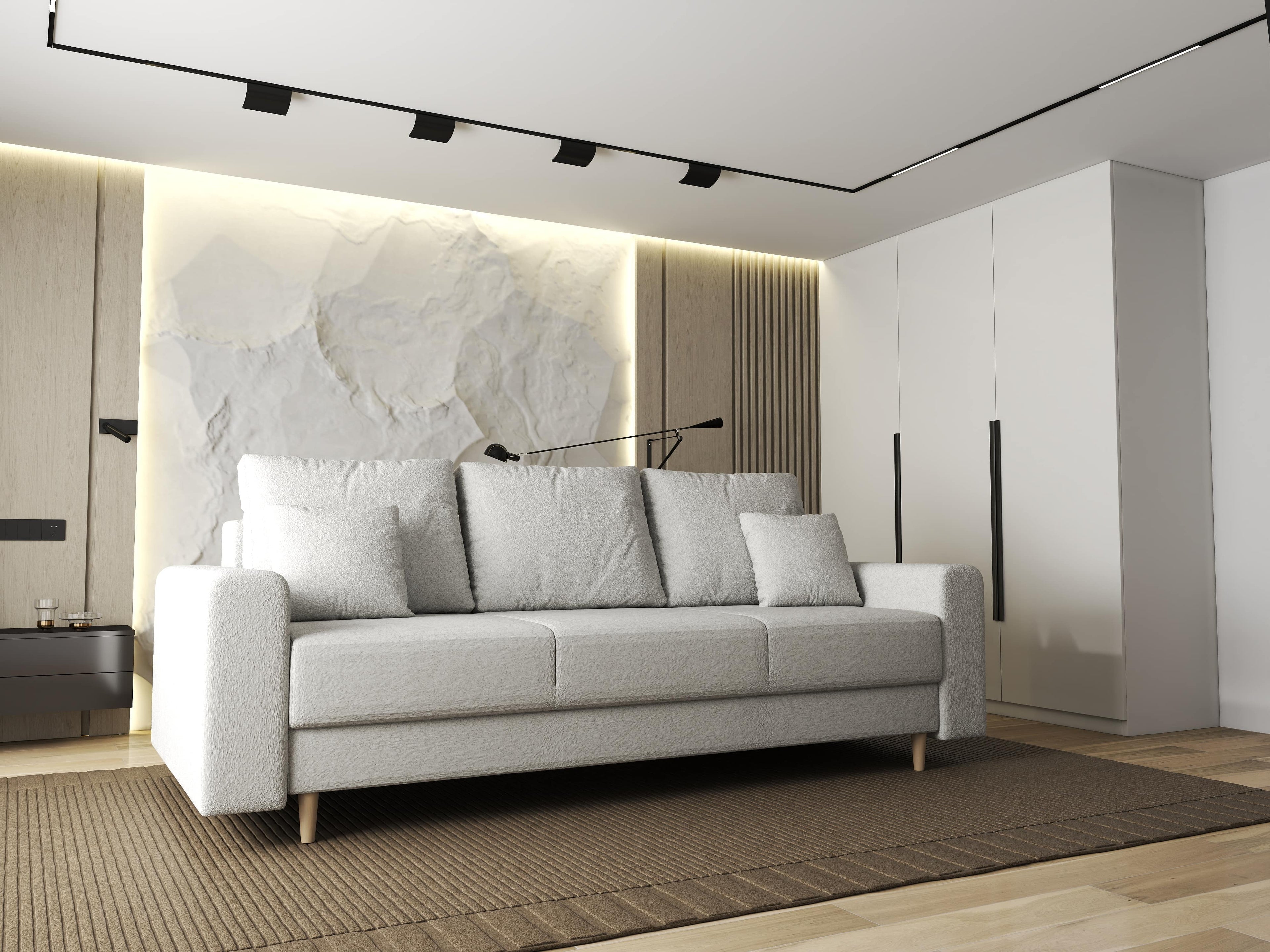 Canapea extensibilă dumonde cu ladă de depozitare si sezut confortabil din spuma high-density, Kronos Euphoria Ivory 210x100 cm