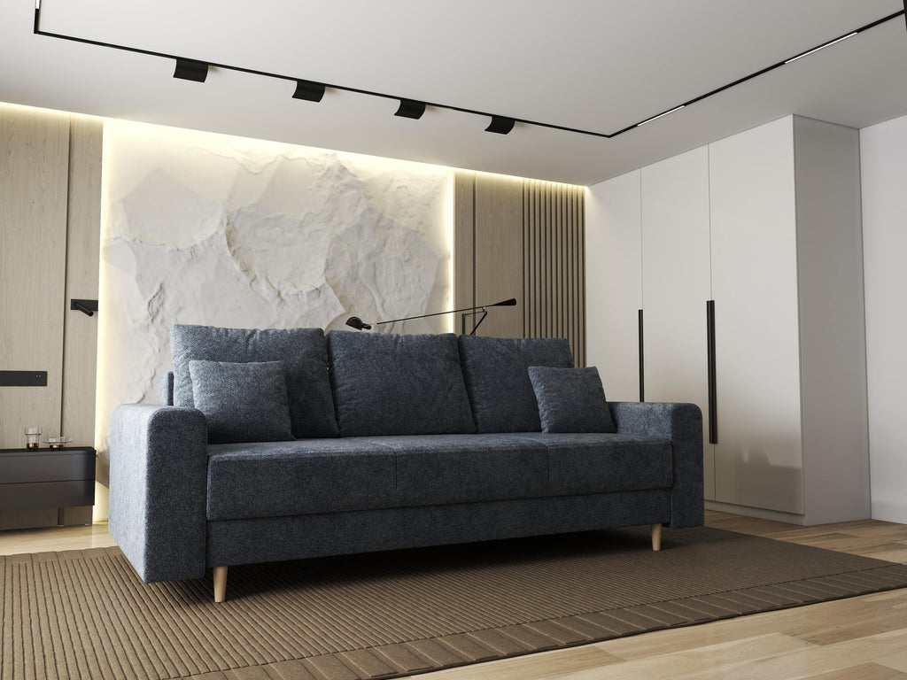 Canapea extensibilă dumonde cu ladă de depozitare si sezut confortabil din spuma high-density, Kronos Euphoria Grafit 210x100 cm