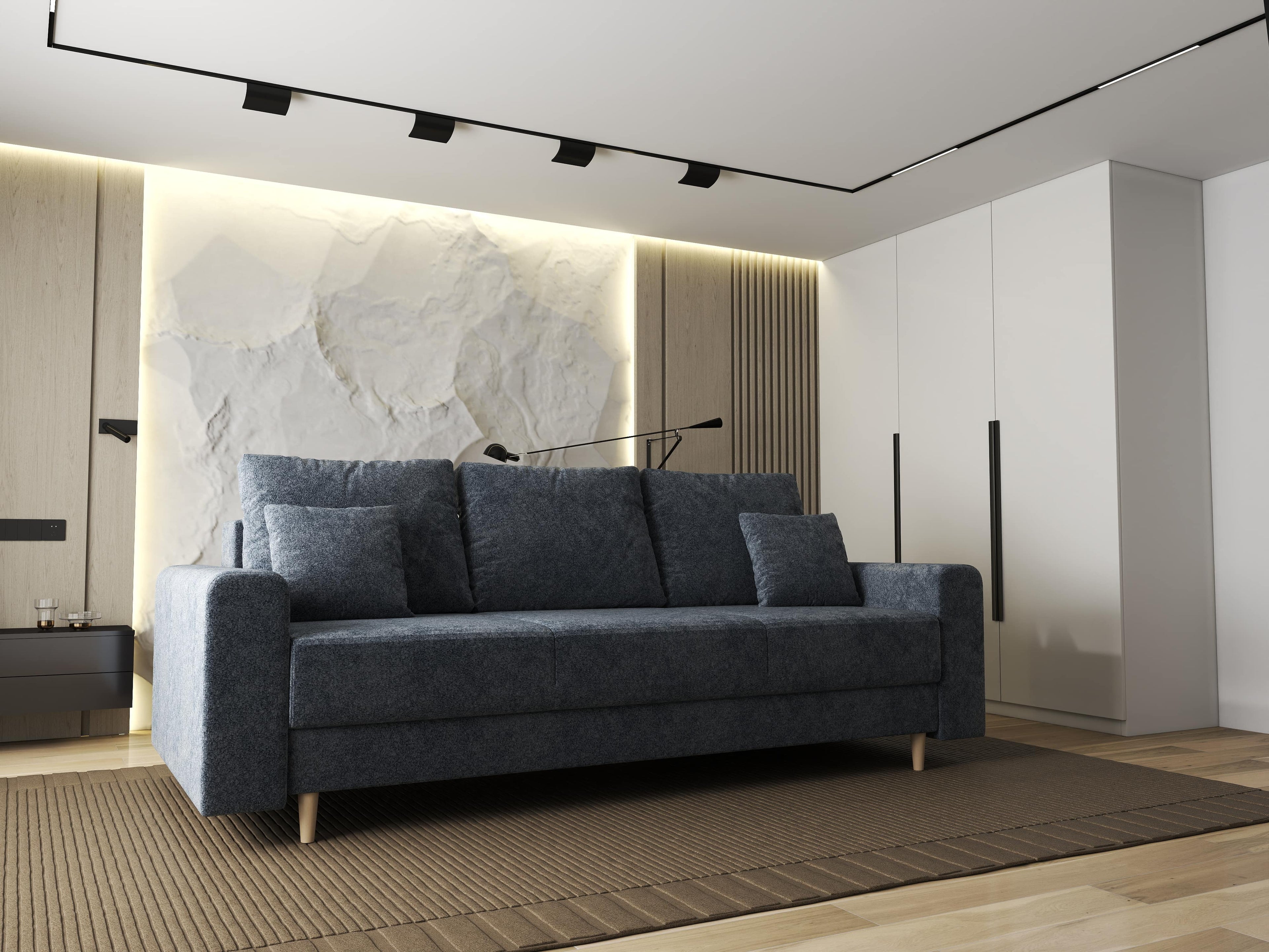 Canapea extensibilă dumonde cu ladă de depozitare si sezut confortabil din spuma high-density, Kronos Euphoria Grafit 210x100 cm