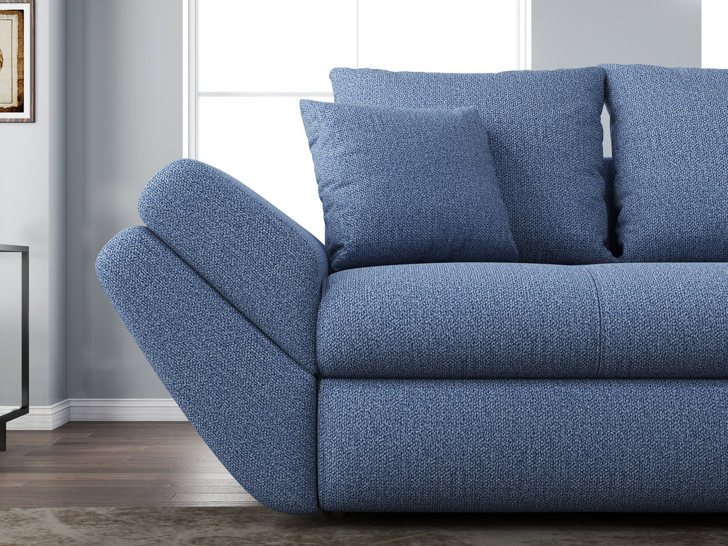 Canapea extensibilă dumonde cu ladă de depozitare si sezut confortabil din spuma high-density, Loana Enjoy Blue 250x100 cm