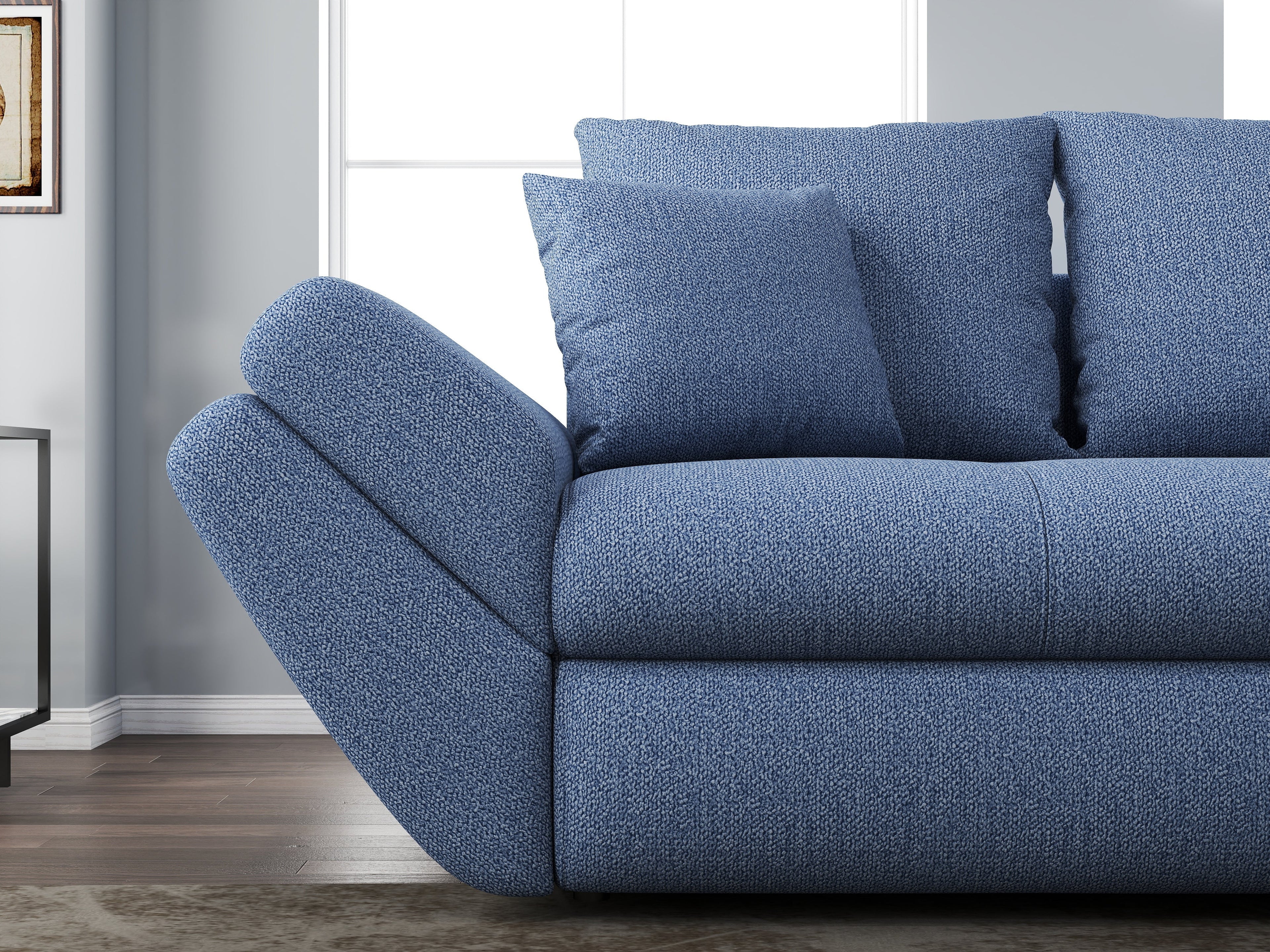 Canapea extensibilă dumonde cu ladă de depozitare si sezut confortabil din spuma high-density, Loana Enjoy Blue 250x100 cm