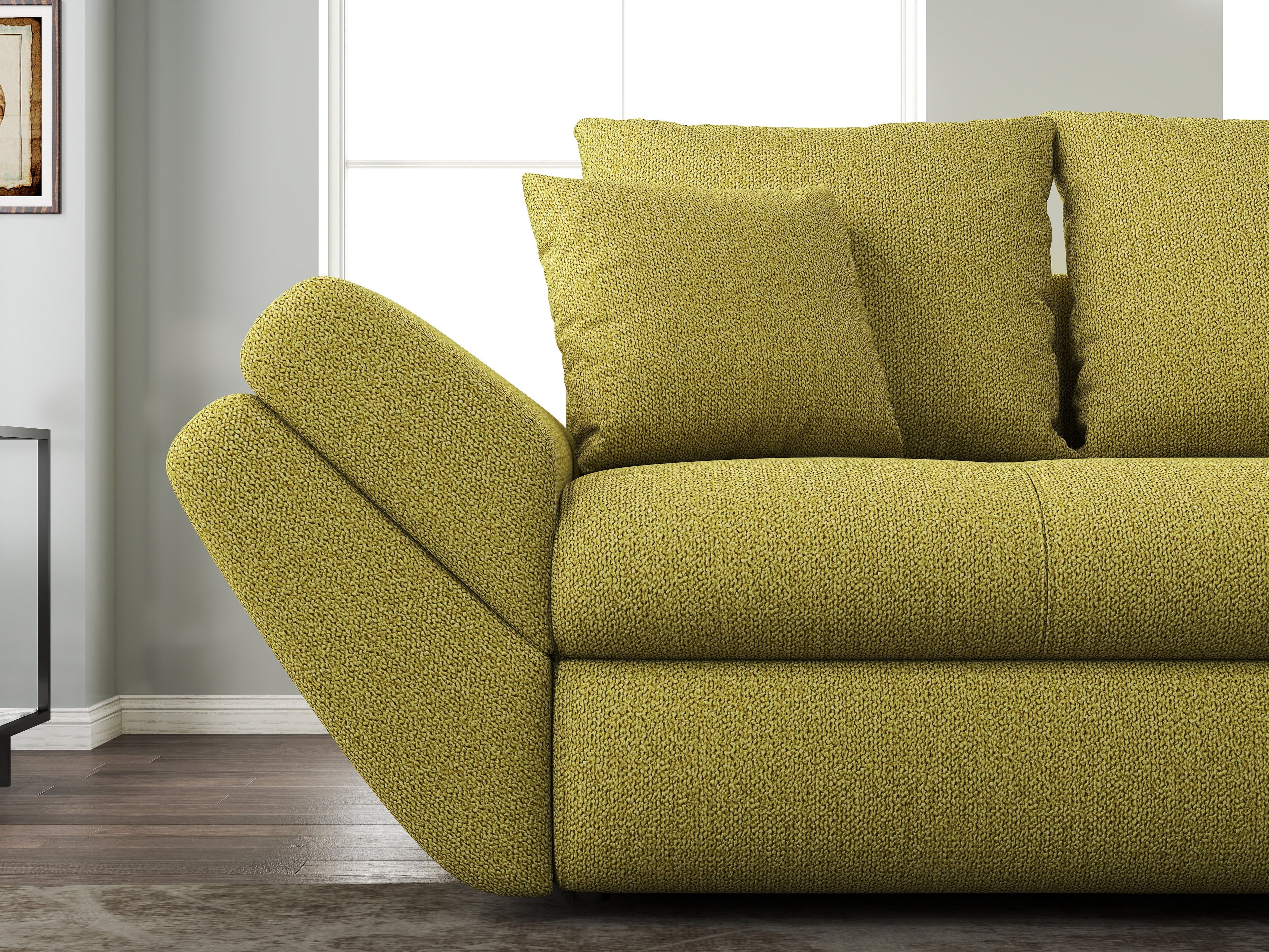 Canapea extensibilă dumonde cu ladă de depozitare si sezut confortabil din spuma high-density, Loana Enjoy Green 250x100 cm