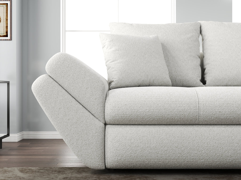 Canapea extensibilă dumonde cu ladă de depozitare si sezut confortabil din spuma high-density, Loana Euphoria Ivory 250x100 cm