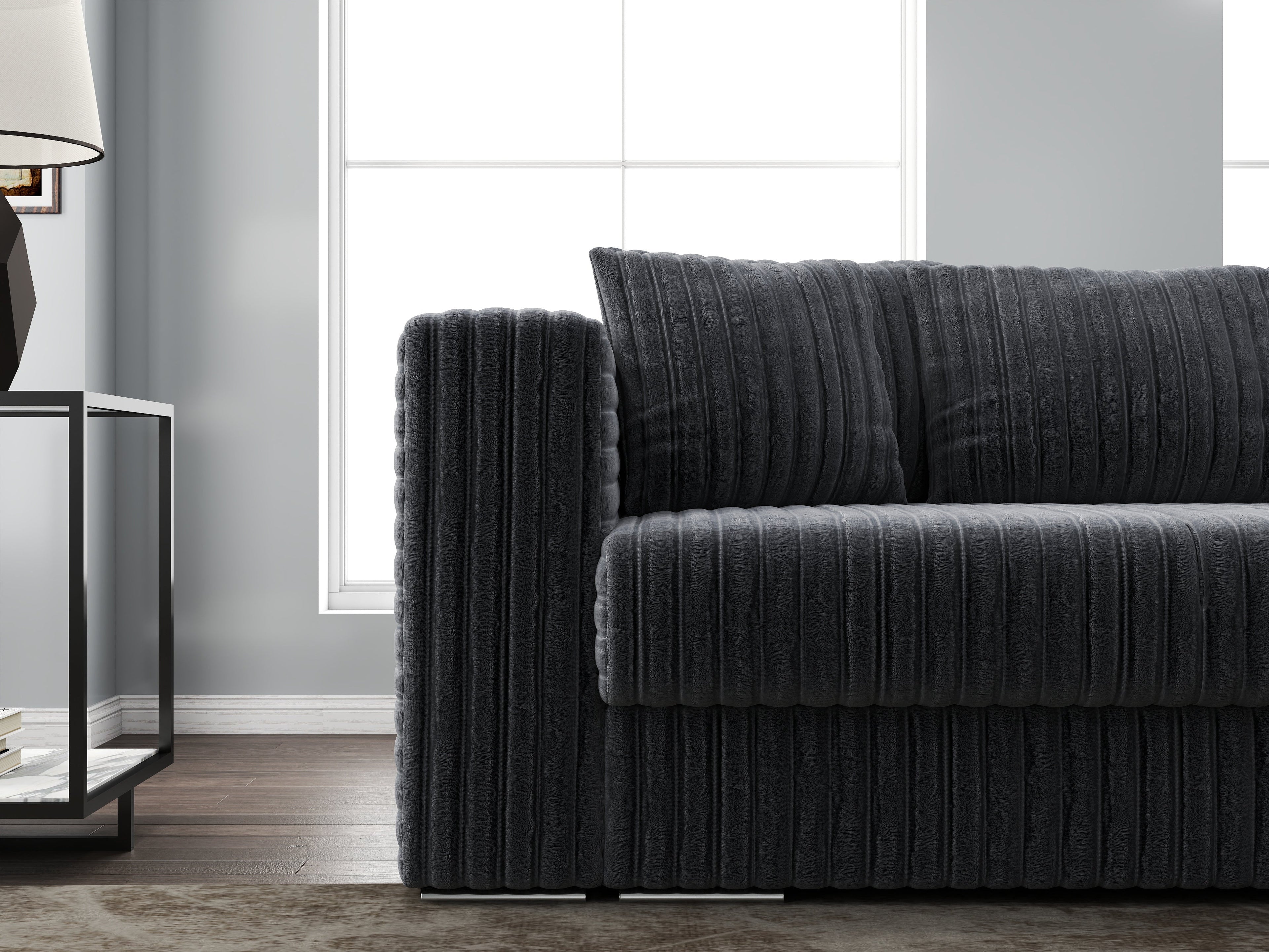 Canapea extensibilă dumonde cu ladă de depozitare si sezut confortabil din spuma high-density, Gloria Ambience Grey 240x100 cm
