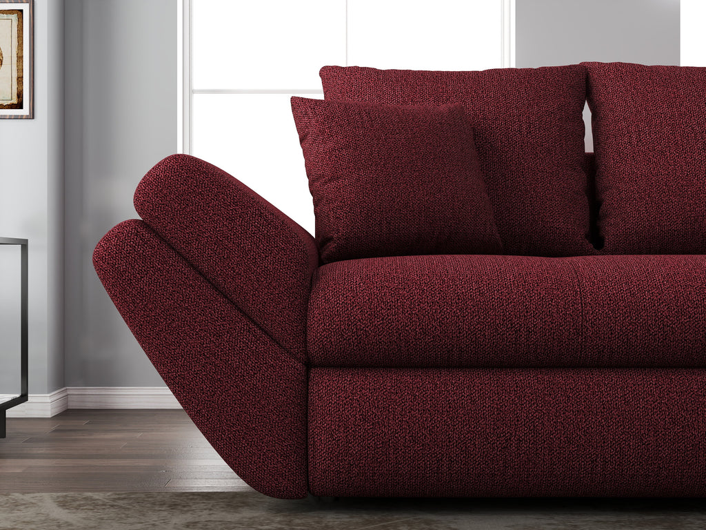 Canapea extensibilă dumonde cu ladă de depozitare si sezut confortabil din spuma high-density, Loana Enjoy Red 250x100 cm