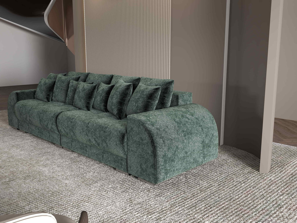 Canapea extensibilă dumonde cu 2 lăzi de depozitare si sezut confortabil din spuma high-density, Verona Euphoria Green 310x100 cm