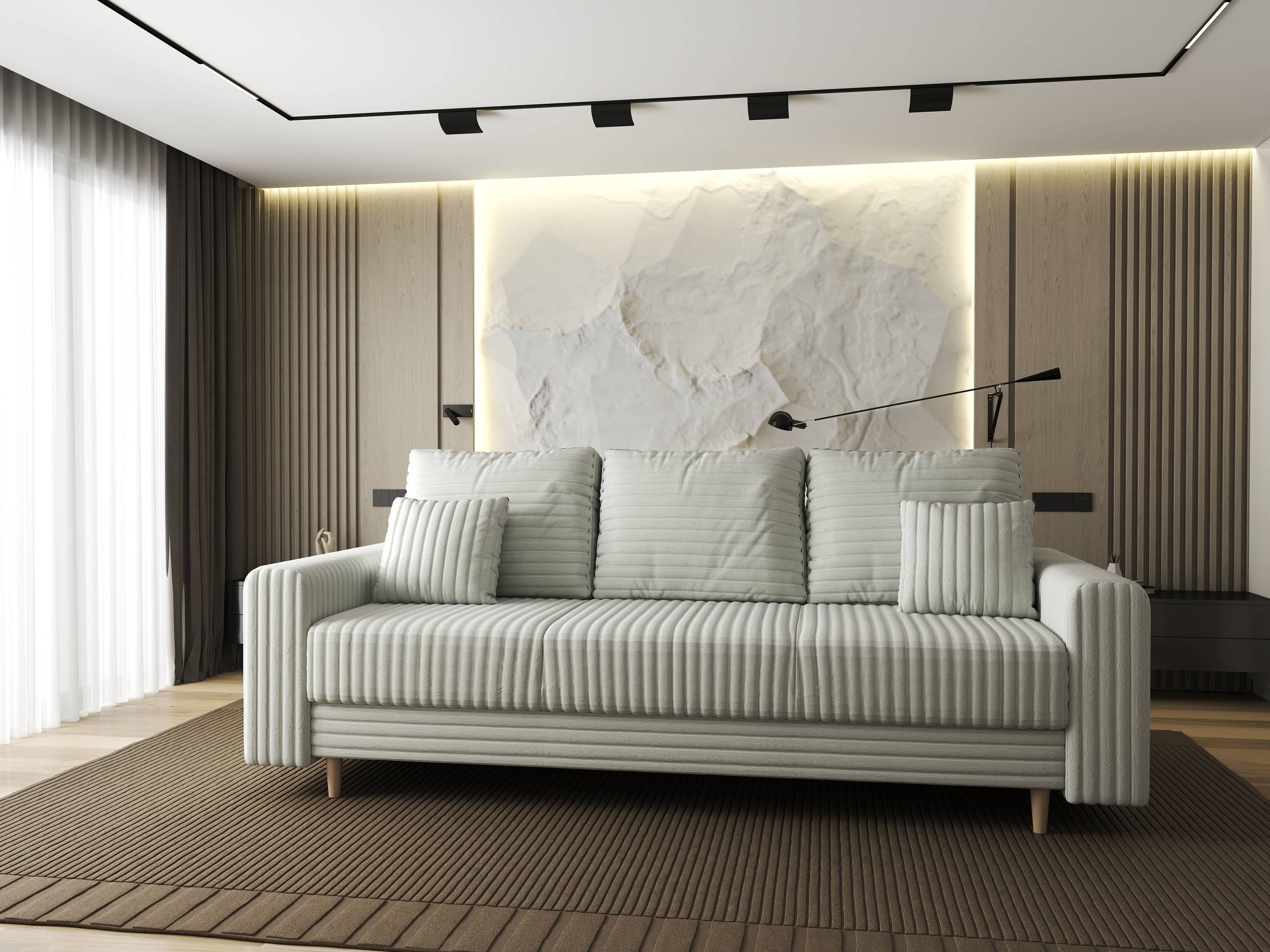 Canapea extensibilă dumonde cu ladă de depozitare si sezut confortabil din spuma high-density, Kronos Ambience Ivory 210x100 cm