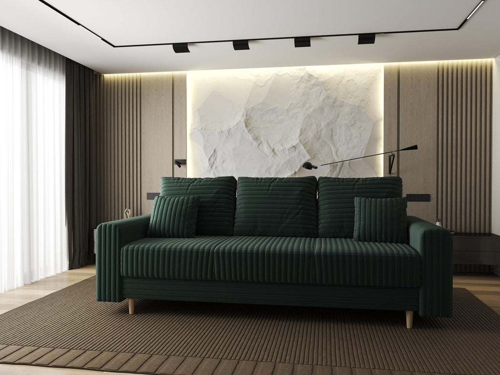 Canapea extensibilă dumonde cu ladă de depozitare si sezut confortabil din spuma high-density, Kronos Ambience Verde 210x100 cm