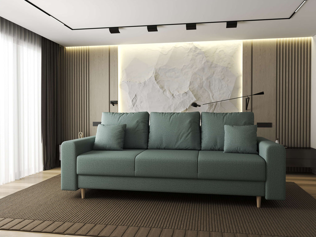 Canapea extensibilă dumonde cu ladă de depozitare si sezut confortabil din spuma high-density, Kronos Enjoy Mint 210x100 cm