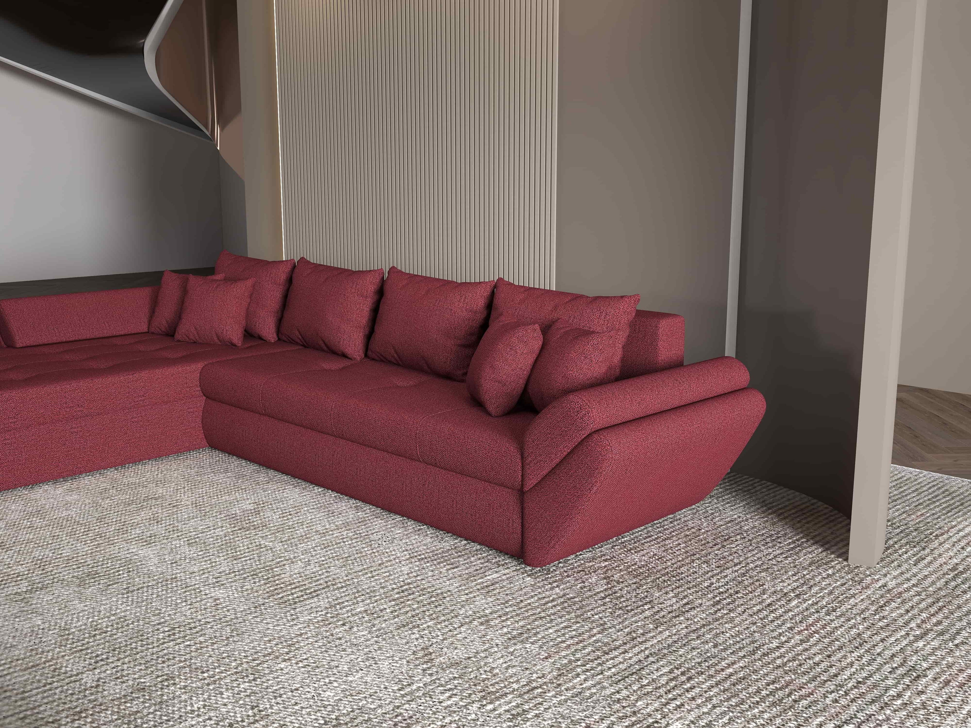 Colțar extensibil dumonde cu ladă de depozitare si sezut confortabil din spuma high-density, Loana XL Enjoy Winery 335x185 cm