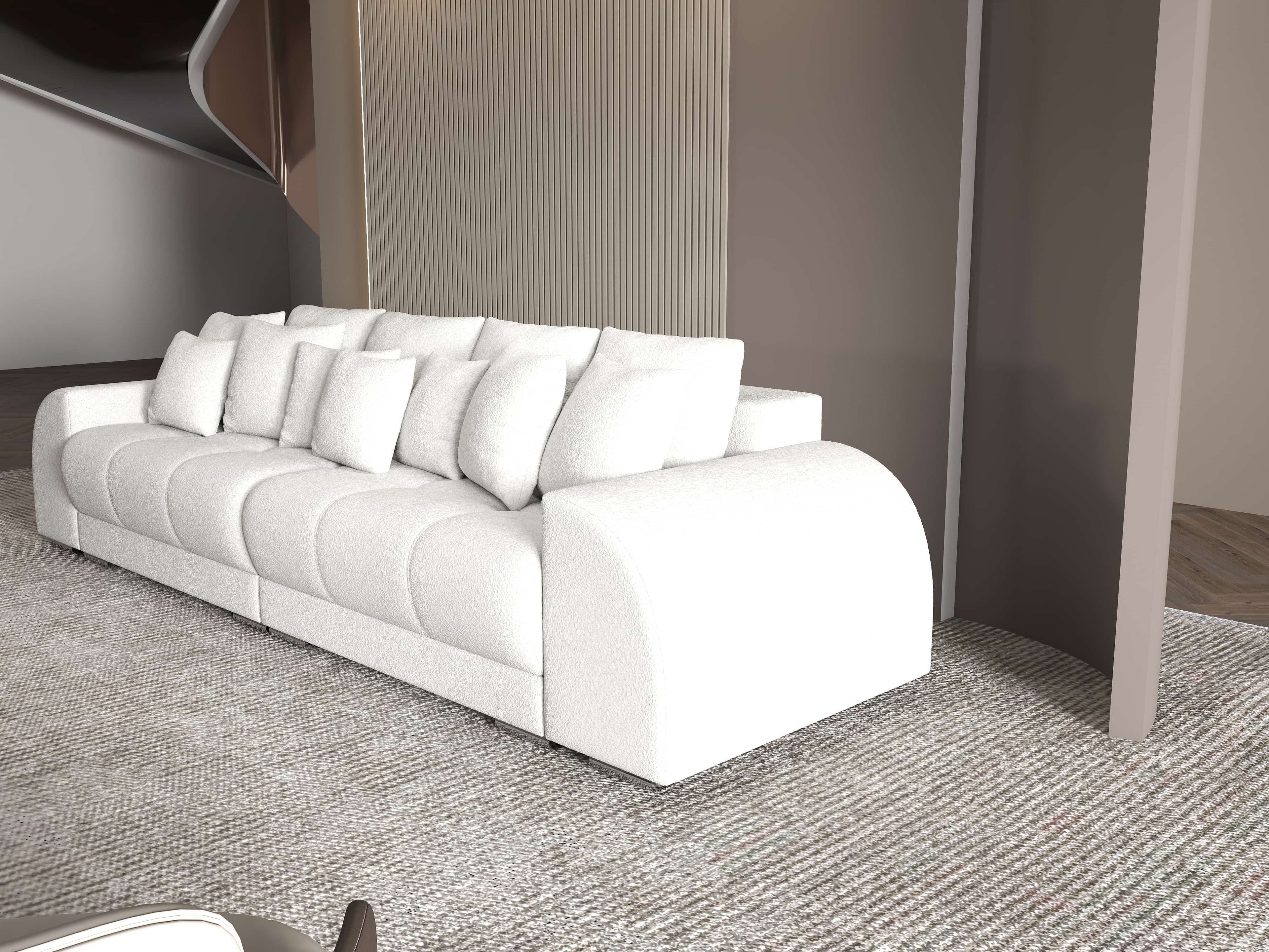 Canapea extensibilă dumonde cu 2 lăzi de depozitare si sezut confortabil din spuma high-density, Verona Euphoria Ivory 310x100 cm